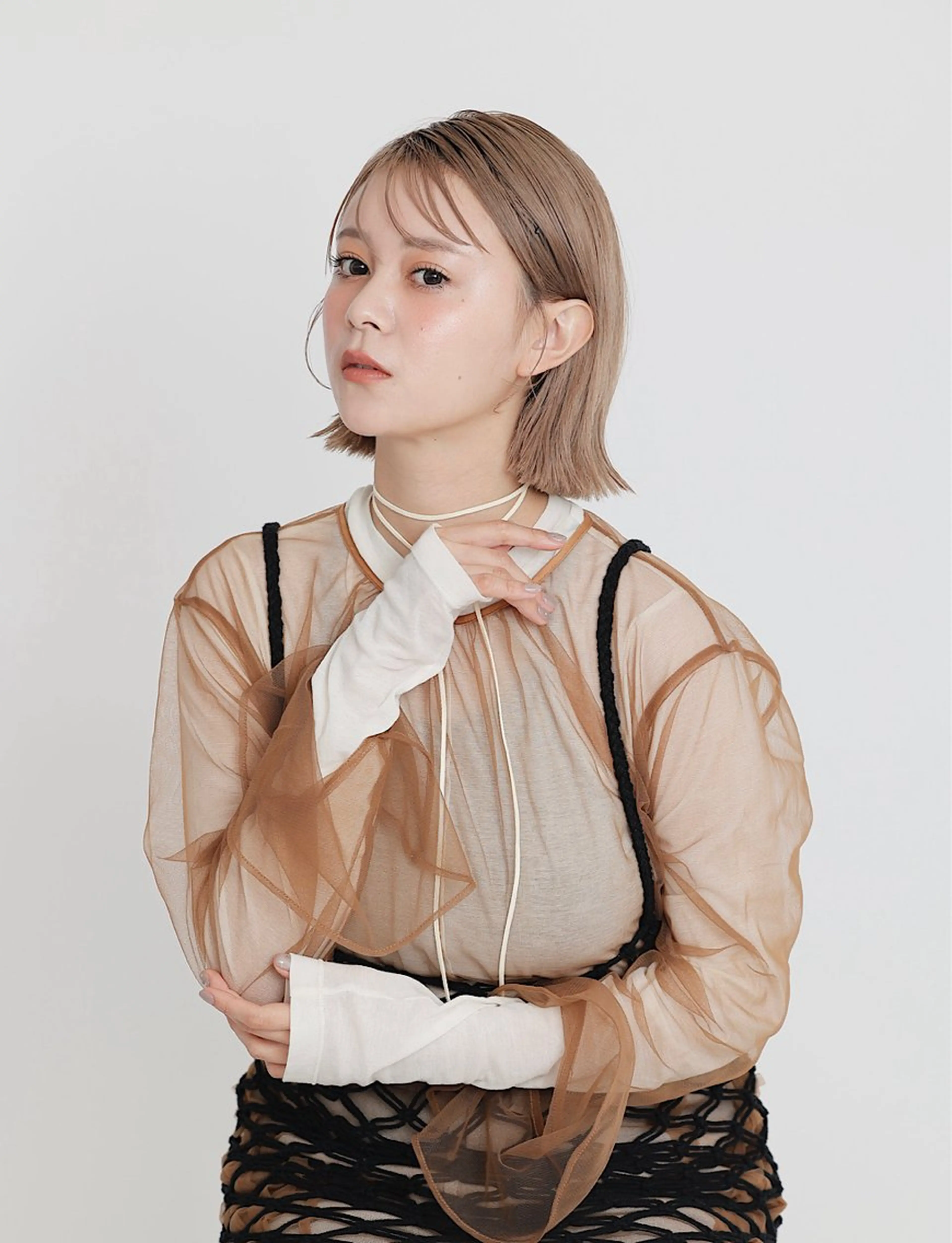 ミディアム カット ヘアカラー トリートメント hoNua. 栄/透明感カラーのヘアスタイル