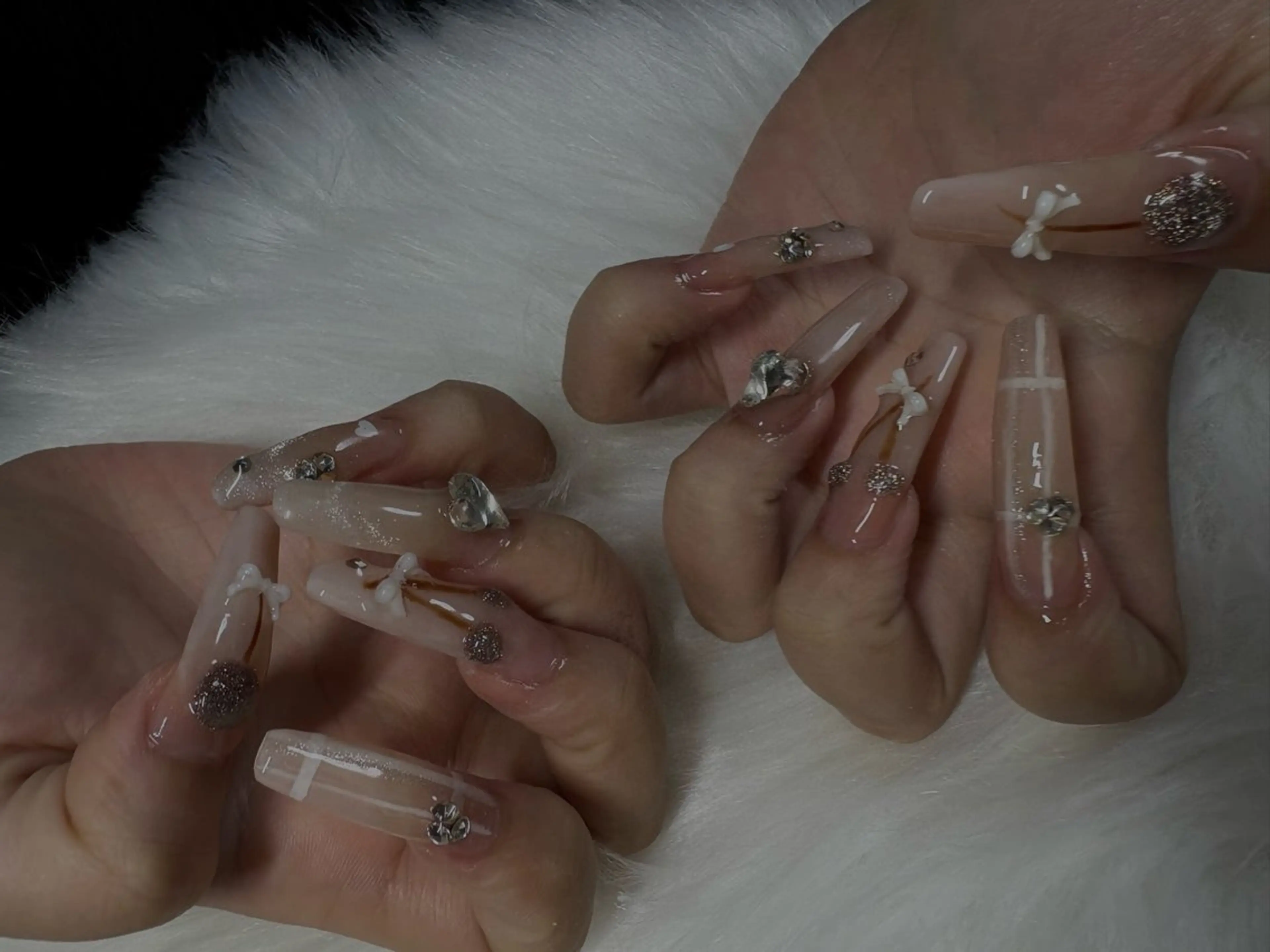 ネイル クリアネイル 長さ出し キラキラネイル 韓国ネイル ニュアンスネイル vante_aimi .パラジェル取扱店のネイルデザイン