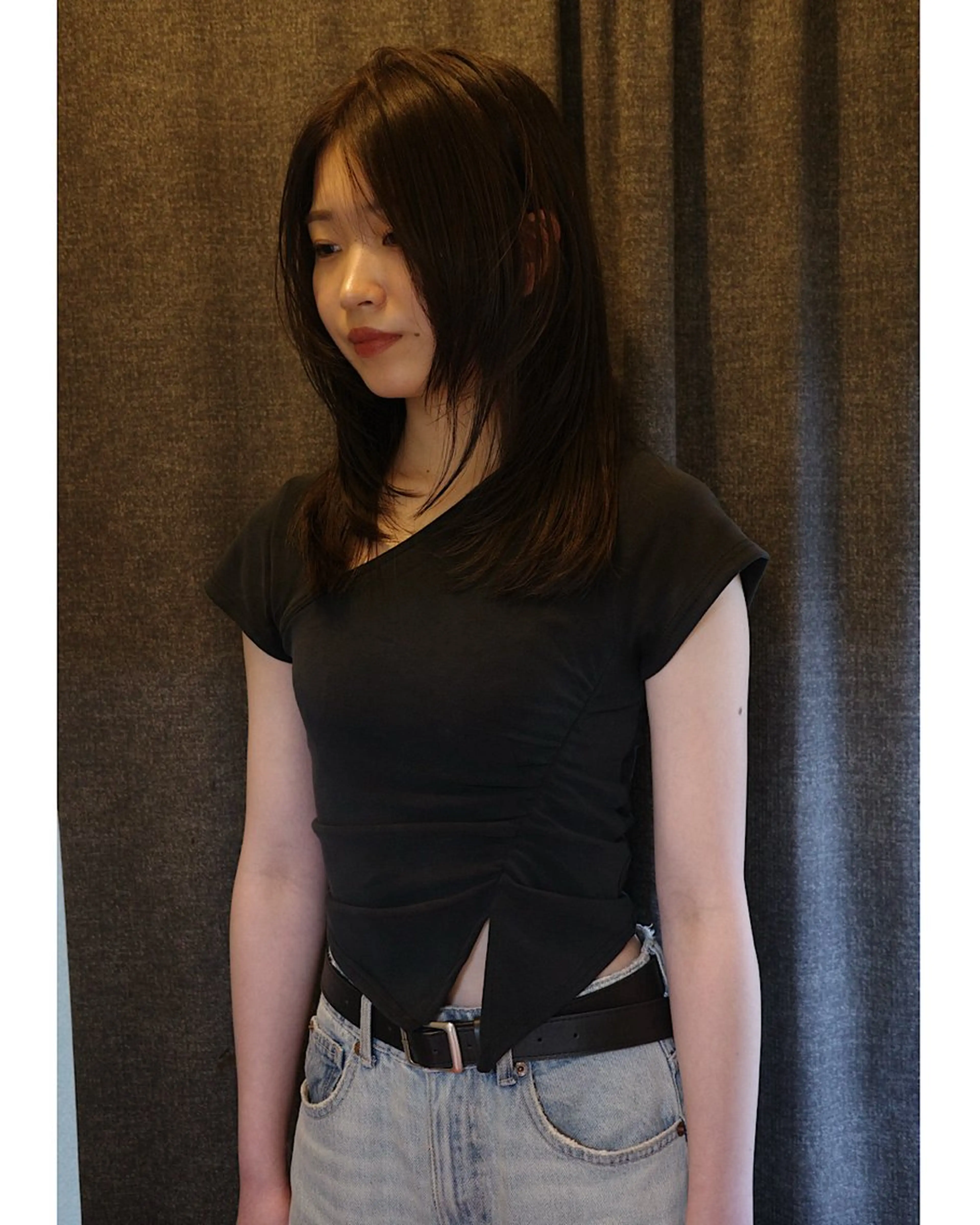 セミロング カラー バレイヤージュ ベージュカラー ブリーチ デザインカラー グレージュ opus 店長大和 レイヤー/赤み消しのヘアスタイル