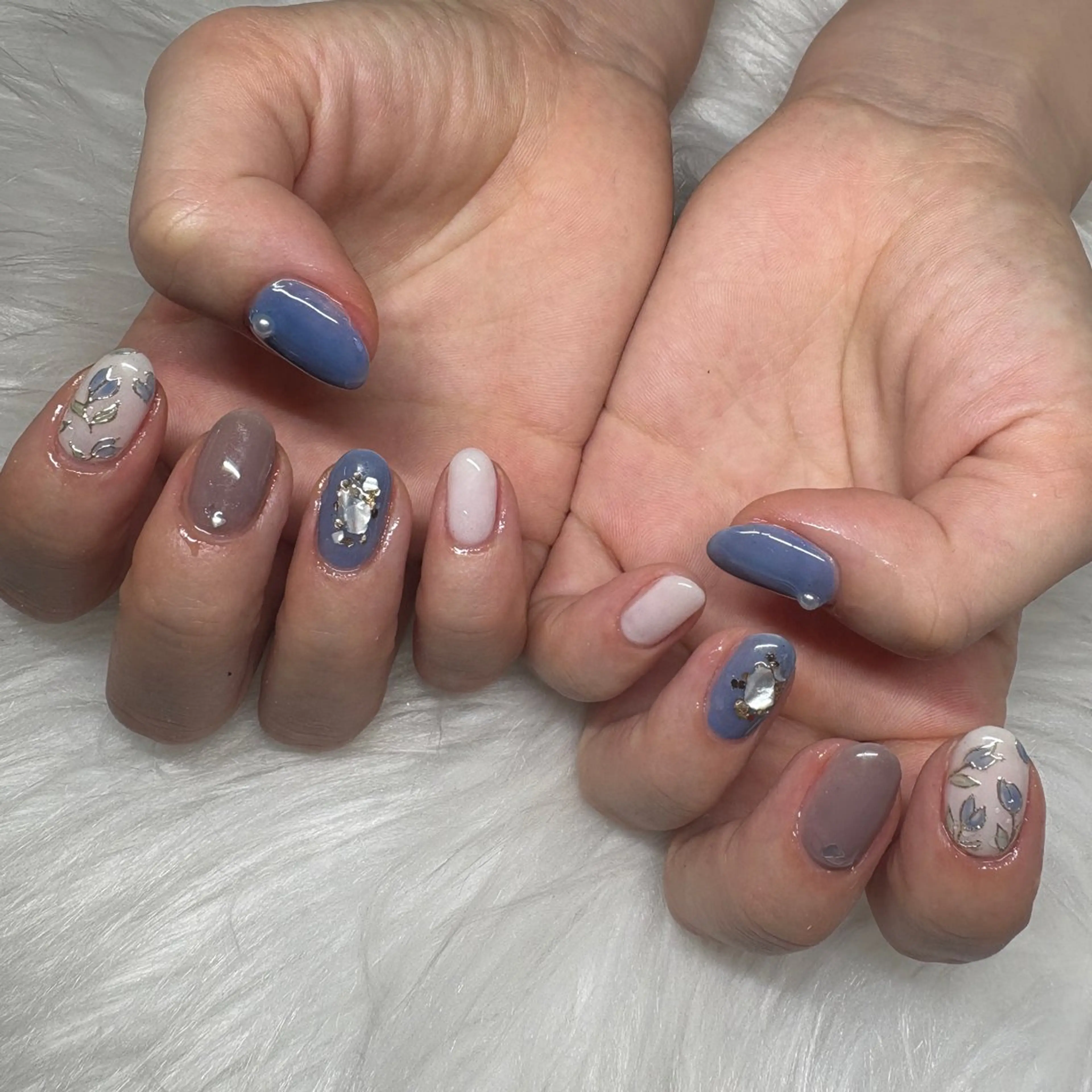 ネイル アートネイル ブルー 春ネイル ハンドネイル Nail &Beauty Salon ☆Kirari☆所属・ビューティサロン ☆Kirari☆のネイルデザイン