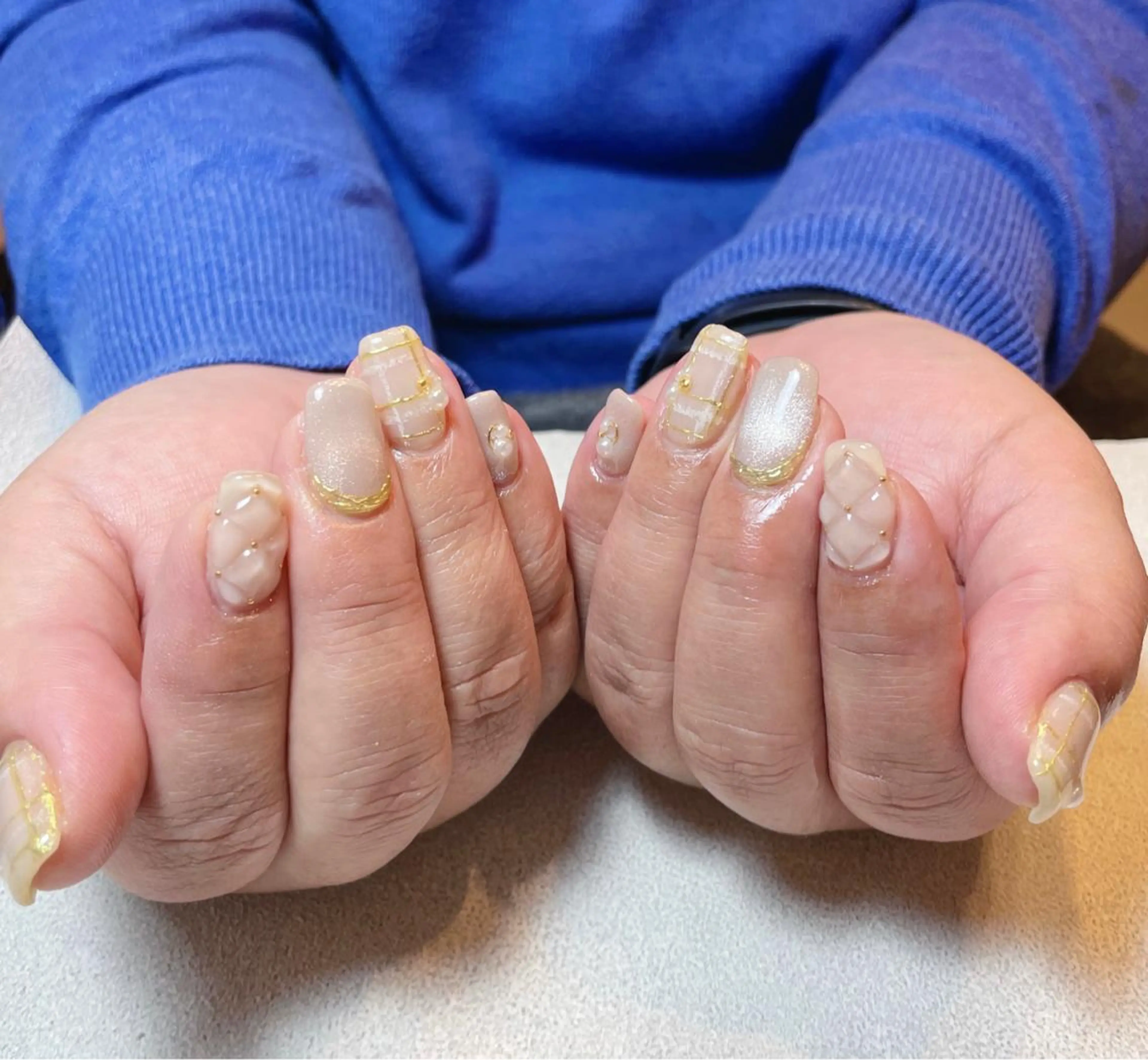 ネイル ジェルネイル ゴールド マットネイル ミラーネイル パラジェル BLANCEnail所属・BLANCnail yuuのネイルデザイン