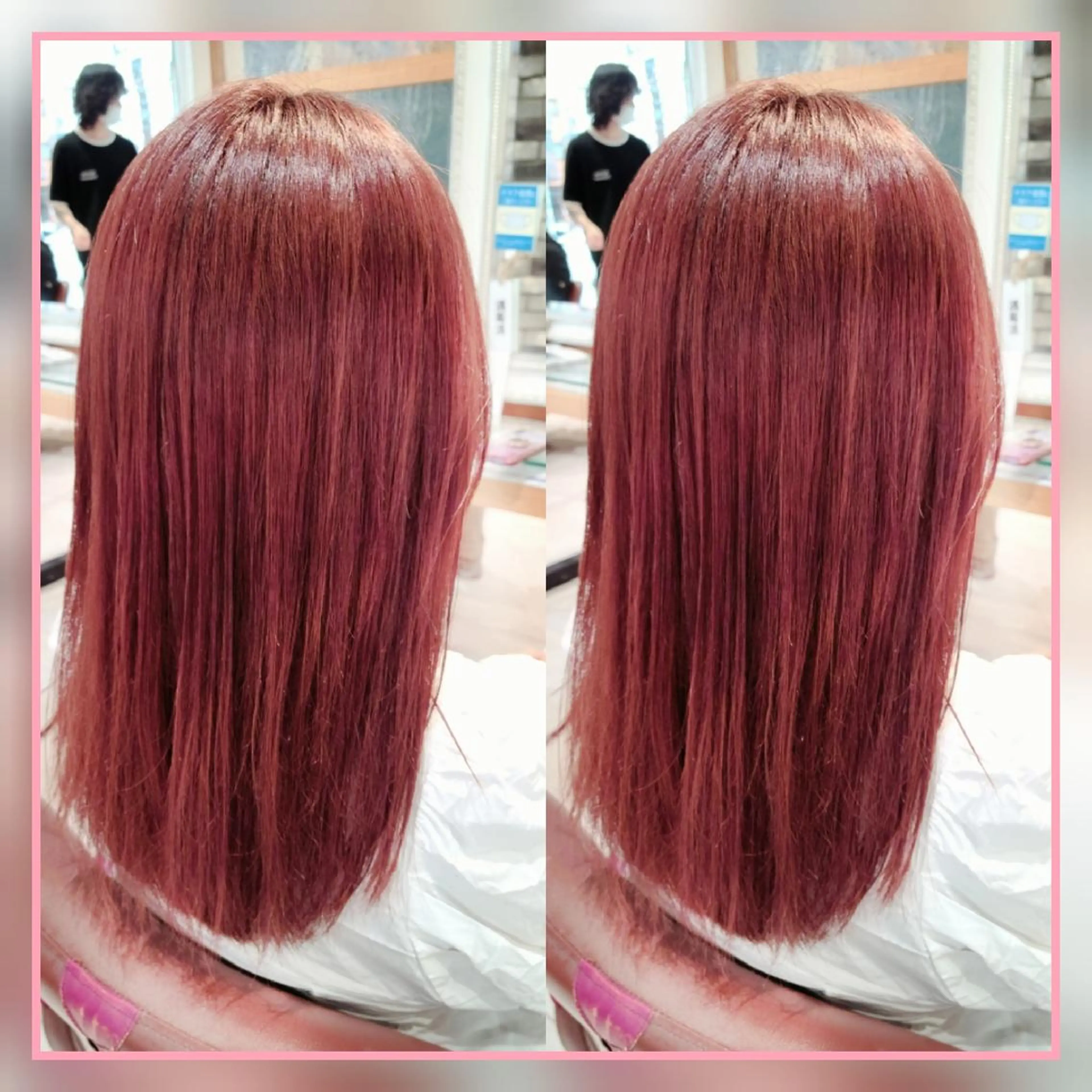 ロング カラー ブリーチ ブラウンカラー カシス ブリーチなしカラー ピンクカラー [Lil by  JIL BLAN]所属・田中 孝征のヘアスタイル