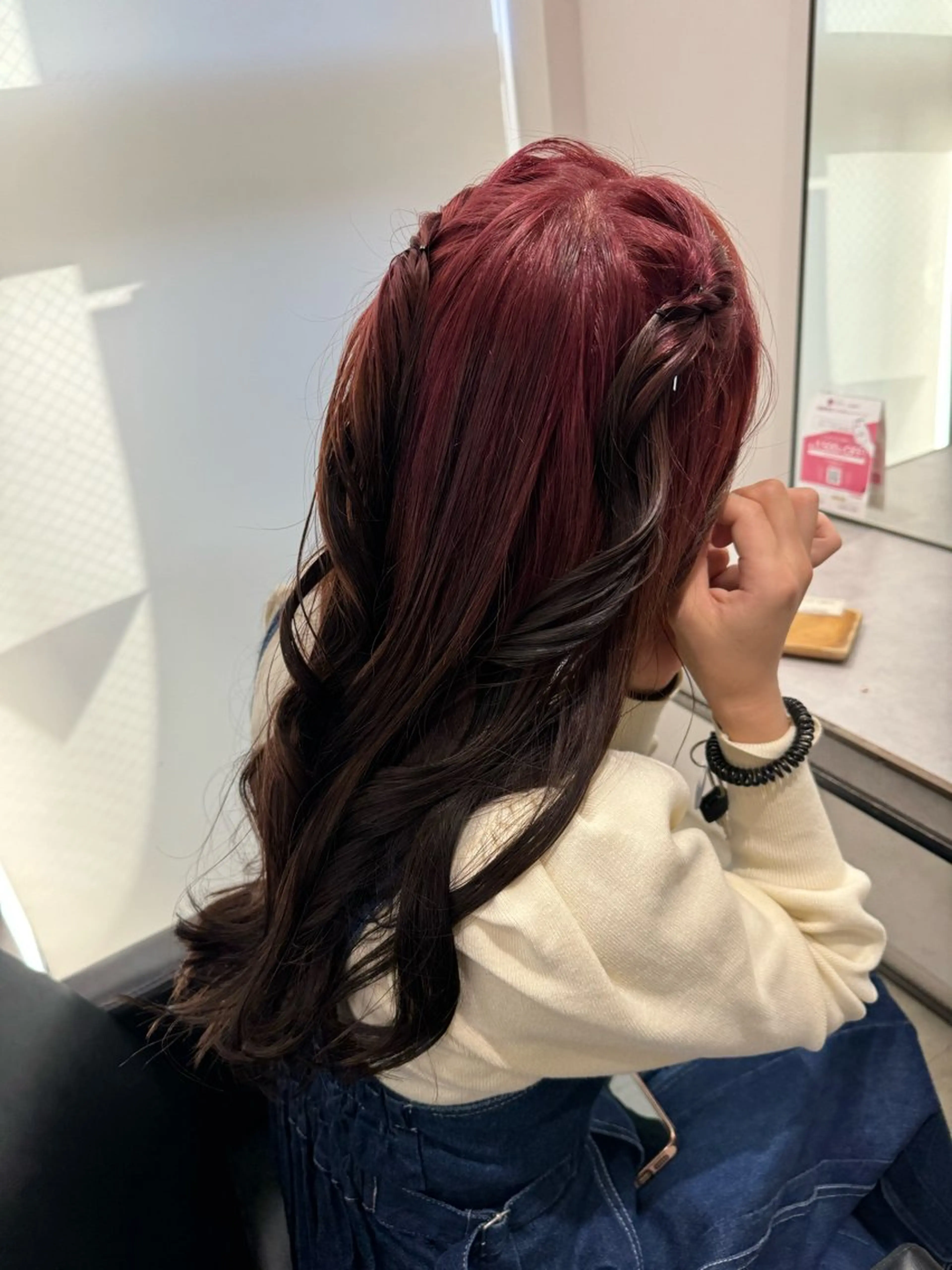 ロング カラー ピンクカラー レッドカラー カット ヘアカラー トリートメント 透明感カラー✨艶髪 制作🌱山根あゆみのヘアスタイル