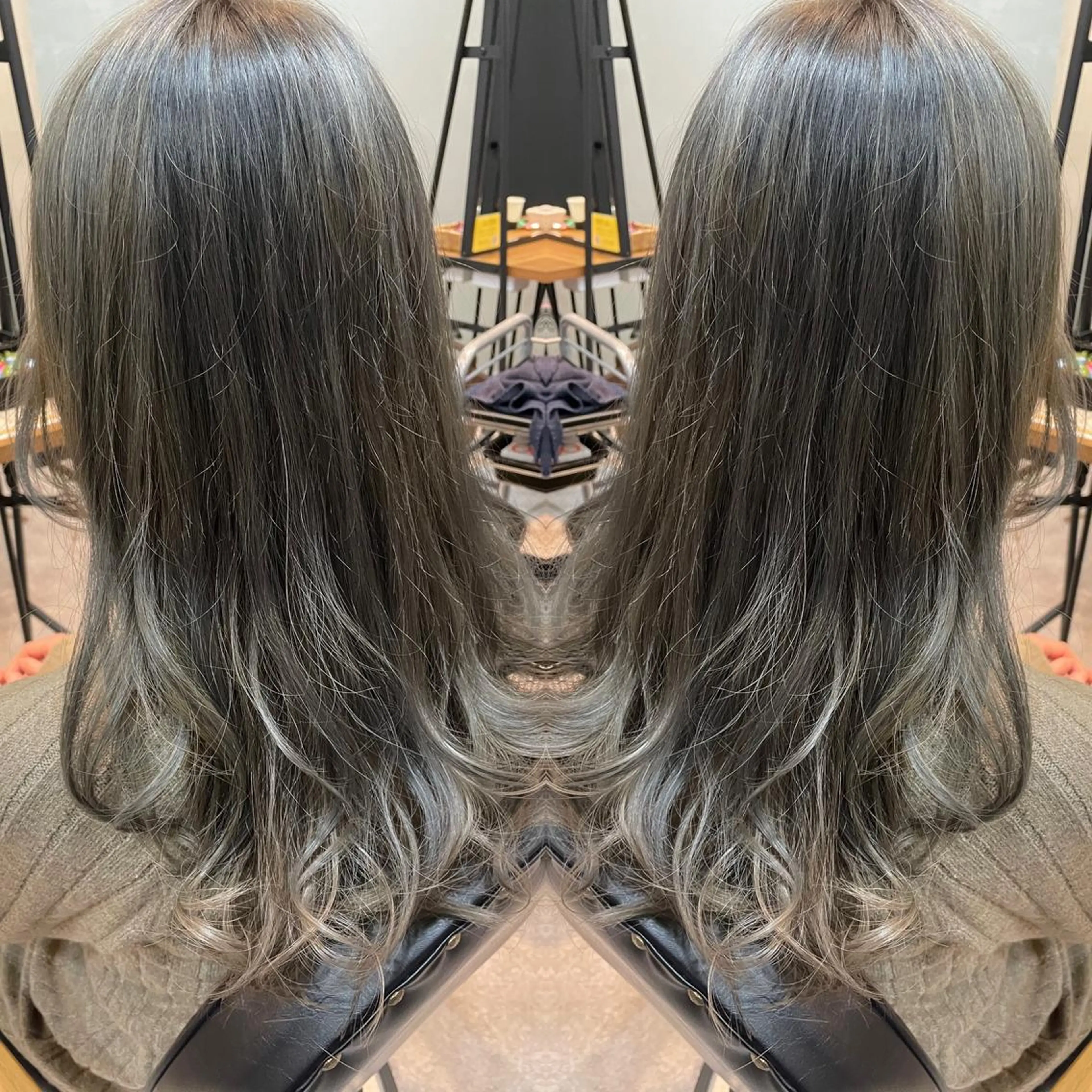 ロング カラー ブリーチ グレージュ ヘアカラー トリートメント La fith  hair chill 松山大街道店所属・不動令 認定カラーリストのヘアスタイル