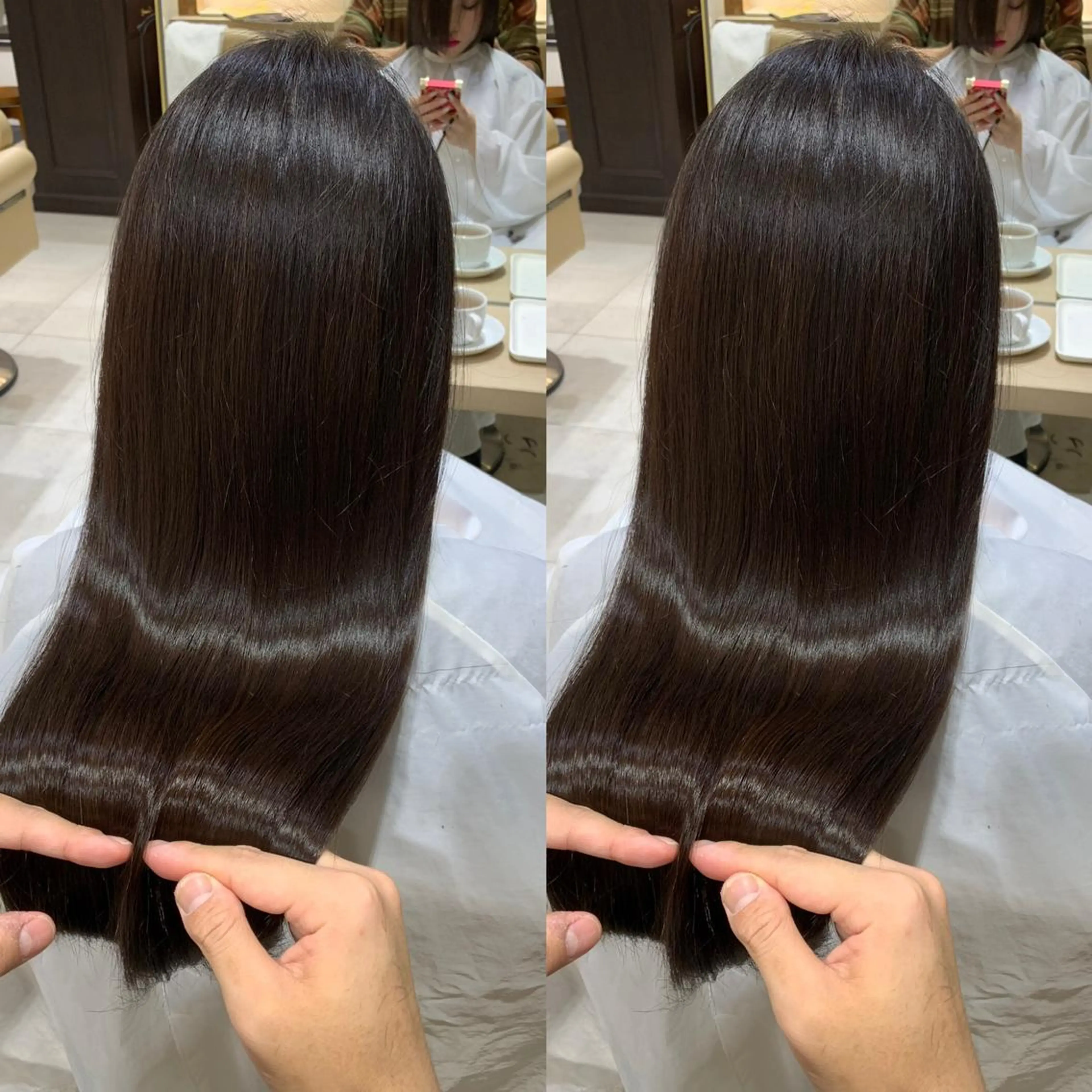 ロング カラー 黒髪 ブルーカラー ブルーブラック インナーカラー くせ毛 カット ヘアカラー トリートメント 武田涼レイヤーカット 髪質改善×縮毛矯正のヘアスタイル