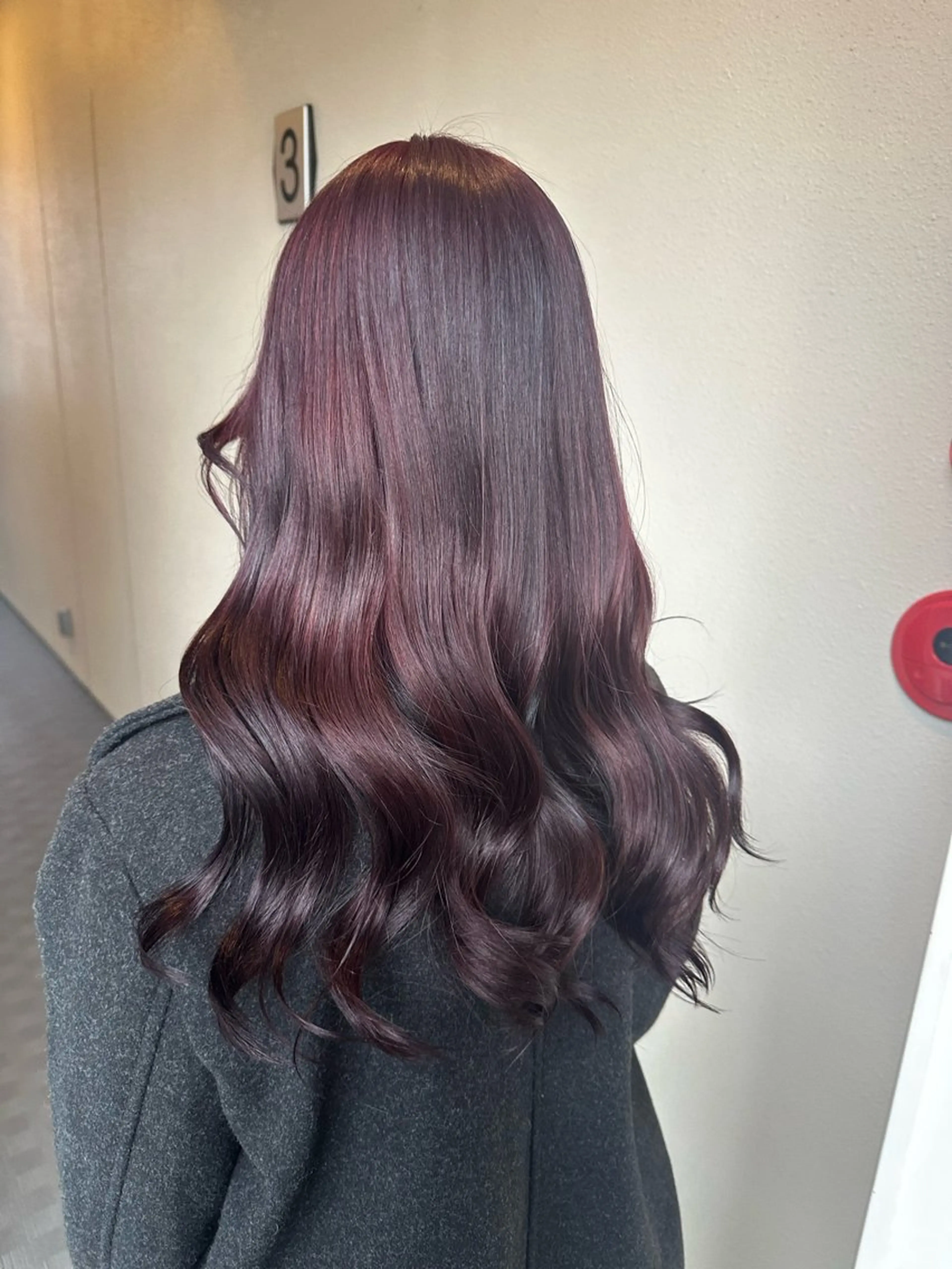 ミディアム カラー ボルドーカラー AYAKASA 暖色カラー/レイヤーのヘアスタイル