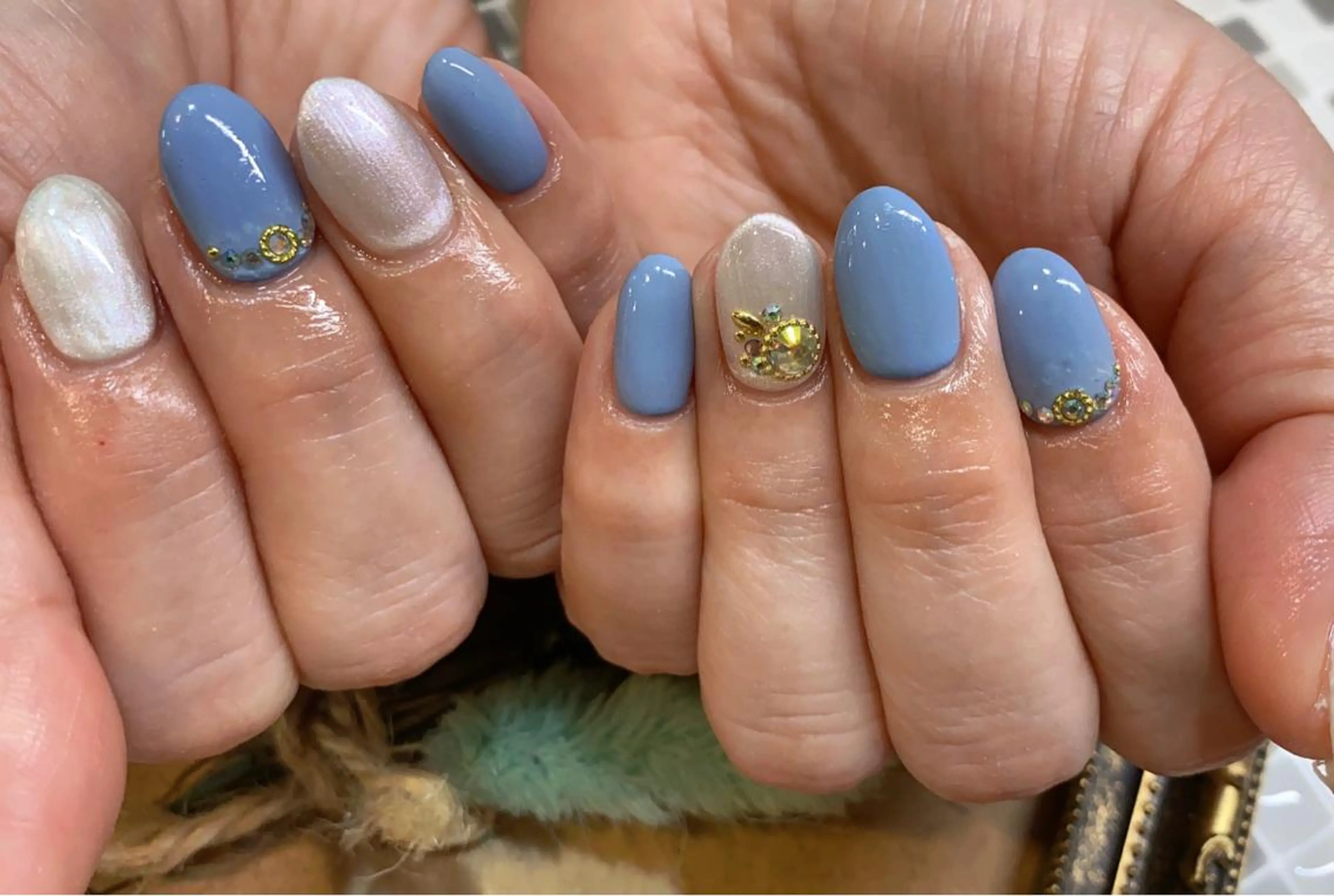 ネイル ブルー ストーンネイル ♡Nailist yui♡のネイルデザイン