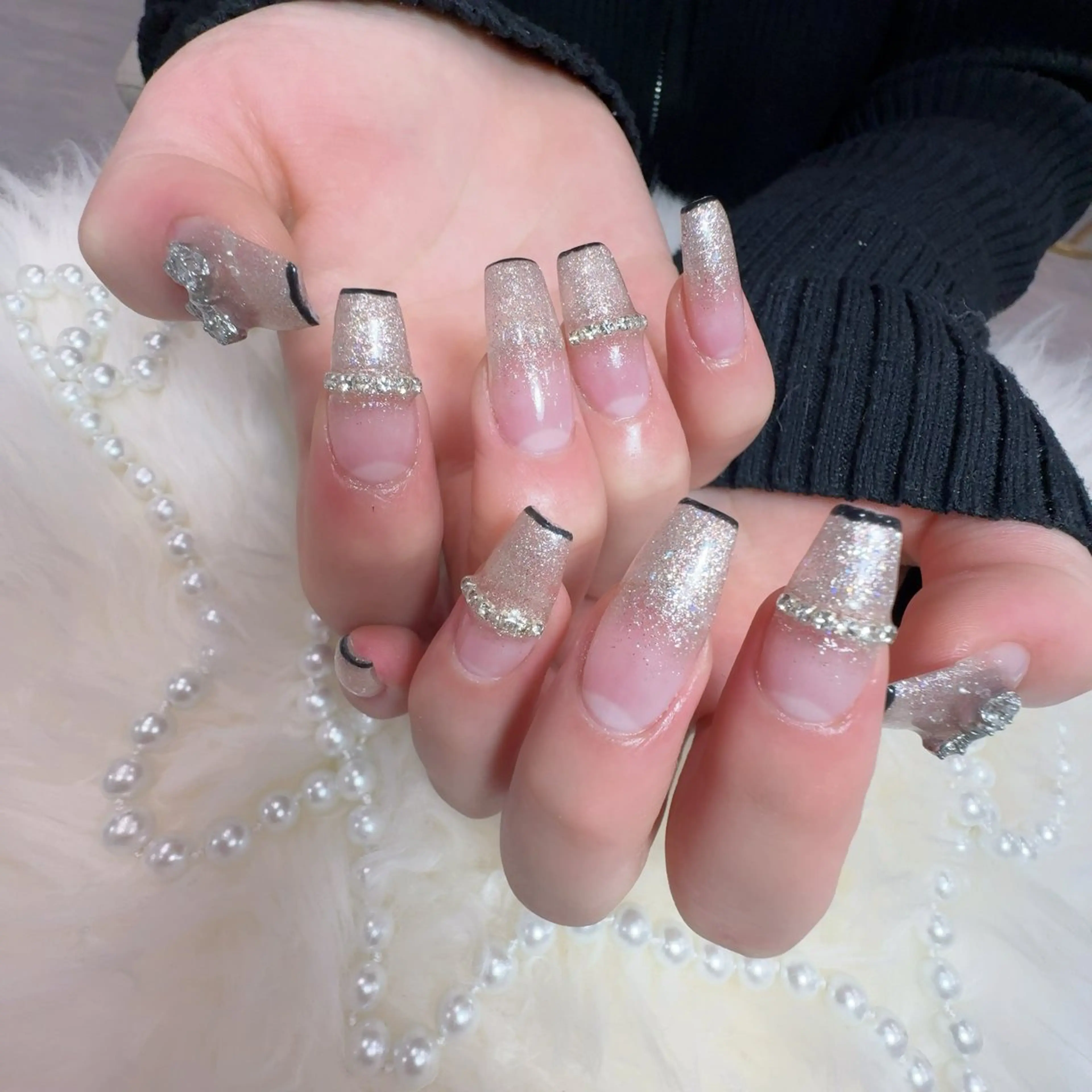 ネイル アートネイル フラッシュネイル フレンチネイル ジェルネイル ガラスフレンチ ハンドネイル You&Me Yukiのネイルデザイン