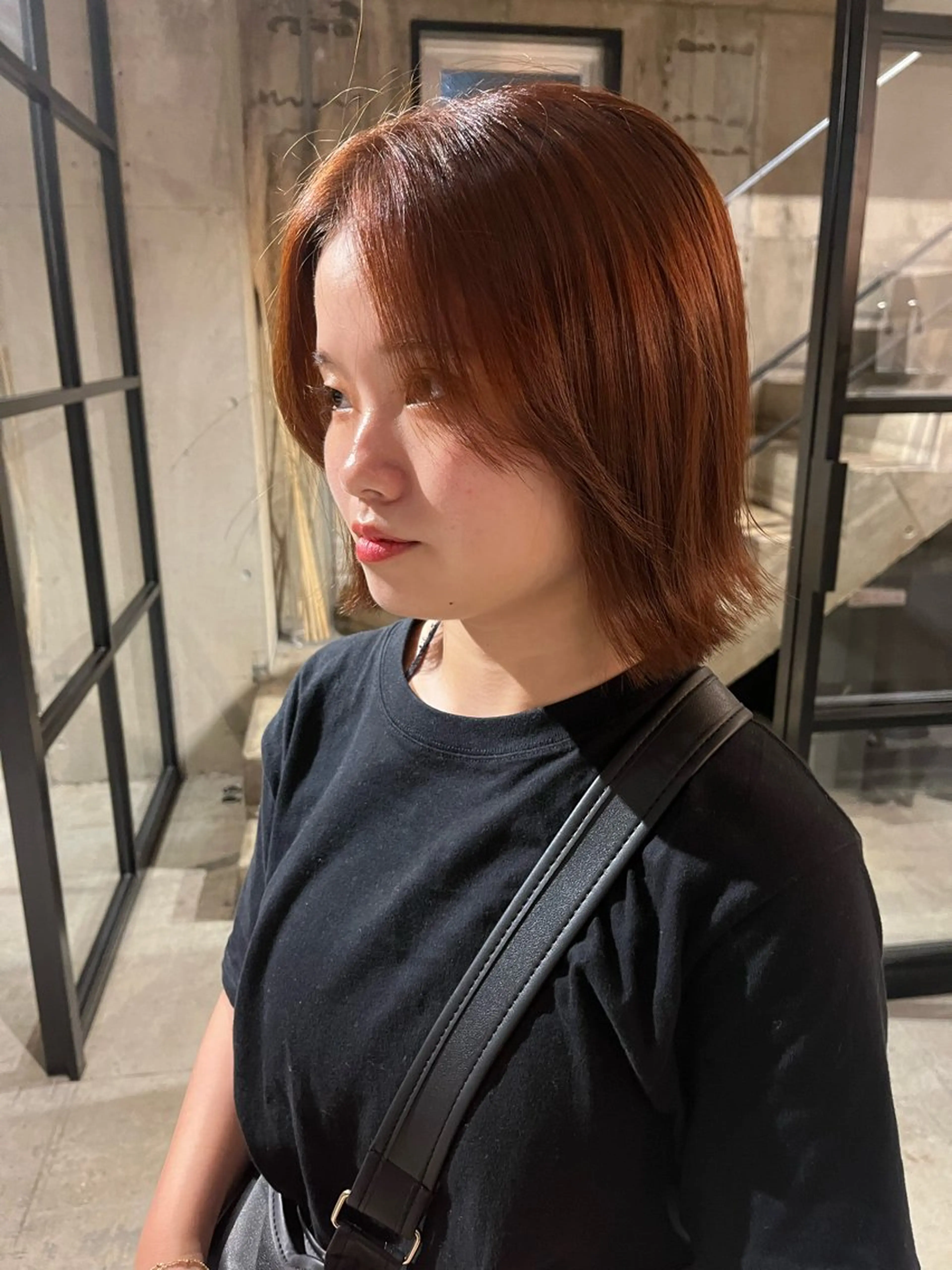 ミディアム カラー ブリーチ ブラウンカラー ブリーチなしカラー オレンジ オレンジブラウン rimi/ショート /透明感カラーのヘアスタイル