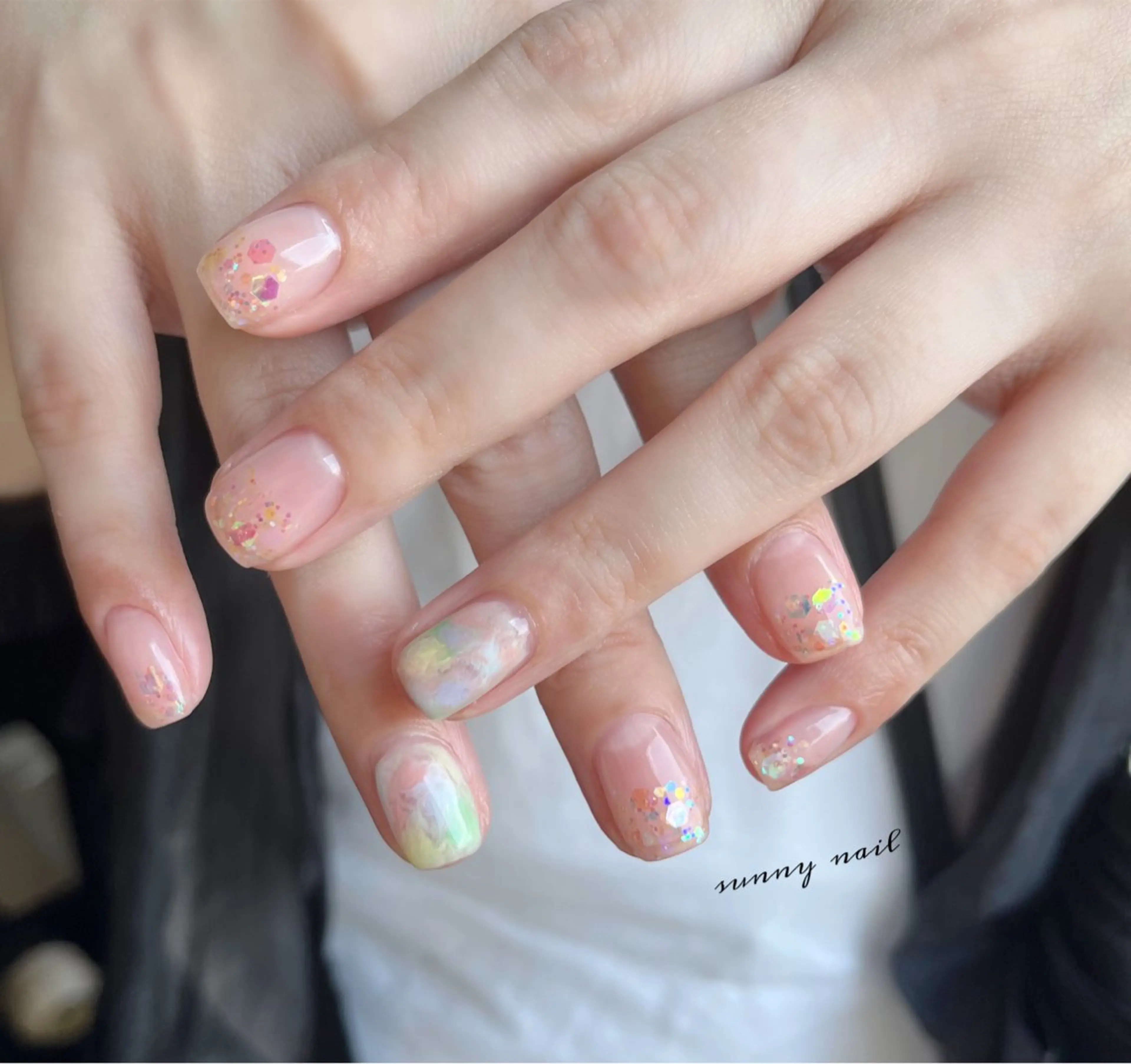 ネイル オーロラネイル ジェルネイル 大理石ネイル(マーブル) パラジェル sunny nailのネイルデザイン
