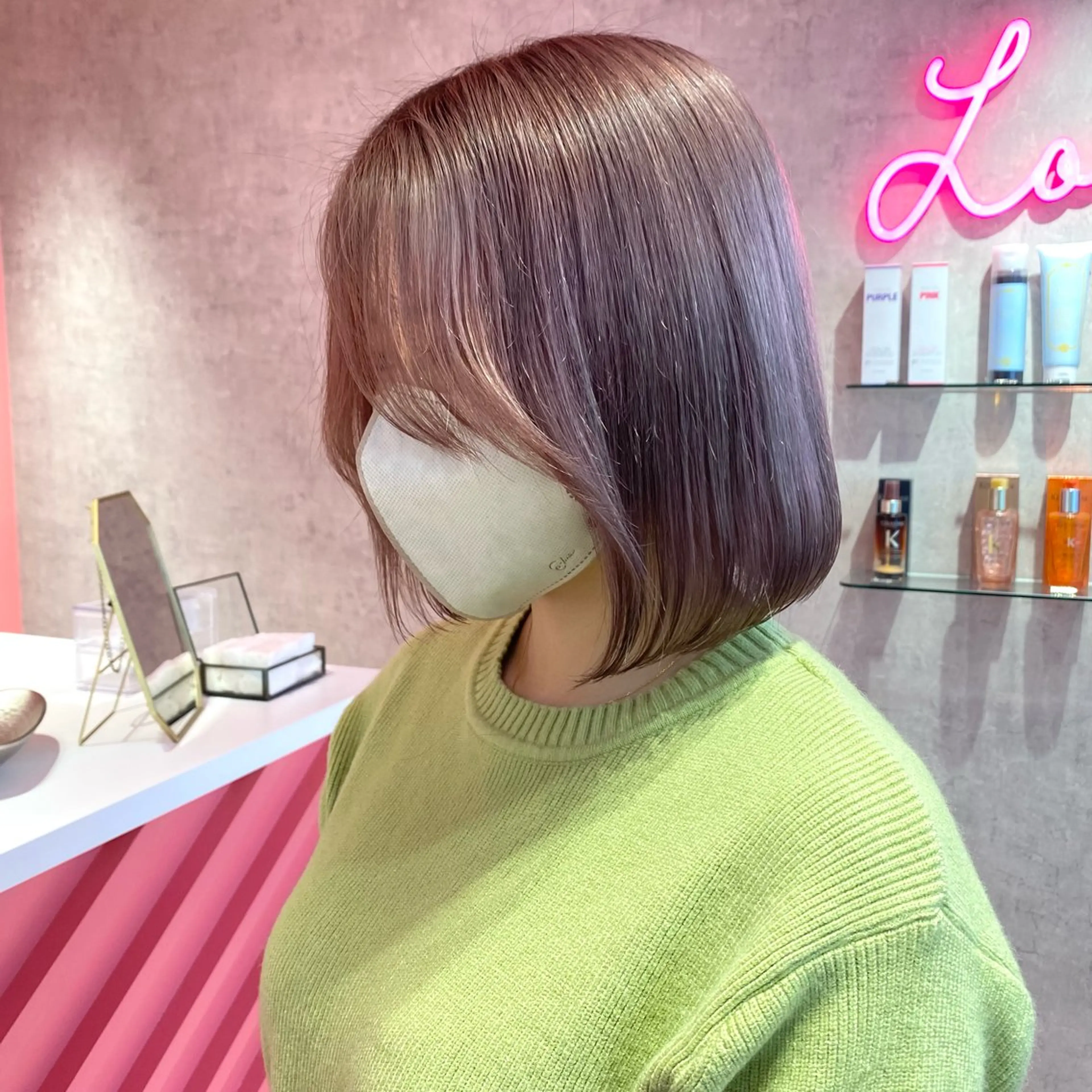 ミディアム 山崎/ボブ縮毛矯正 レイヤー髪質改善のヘアスタイル