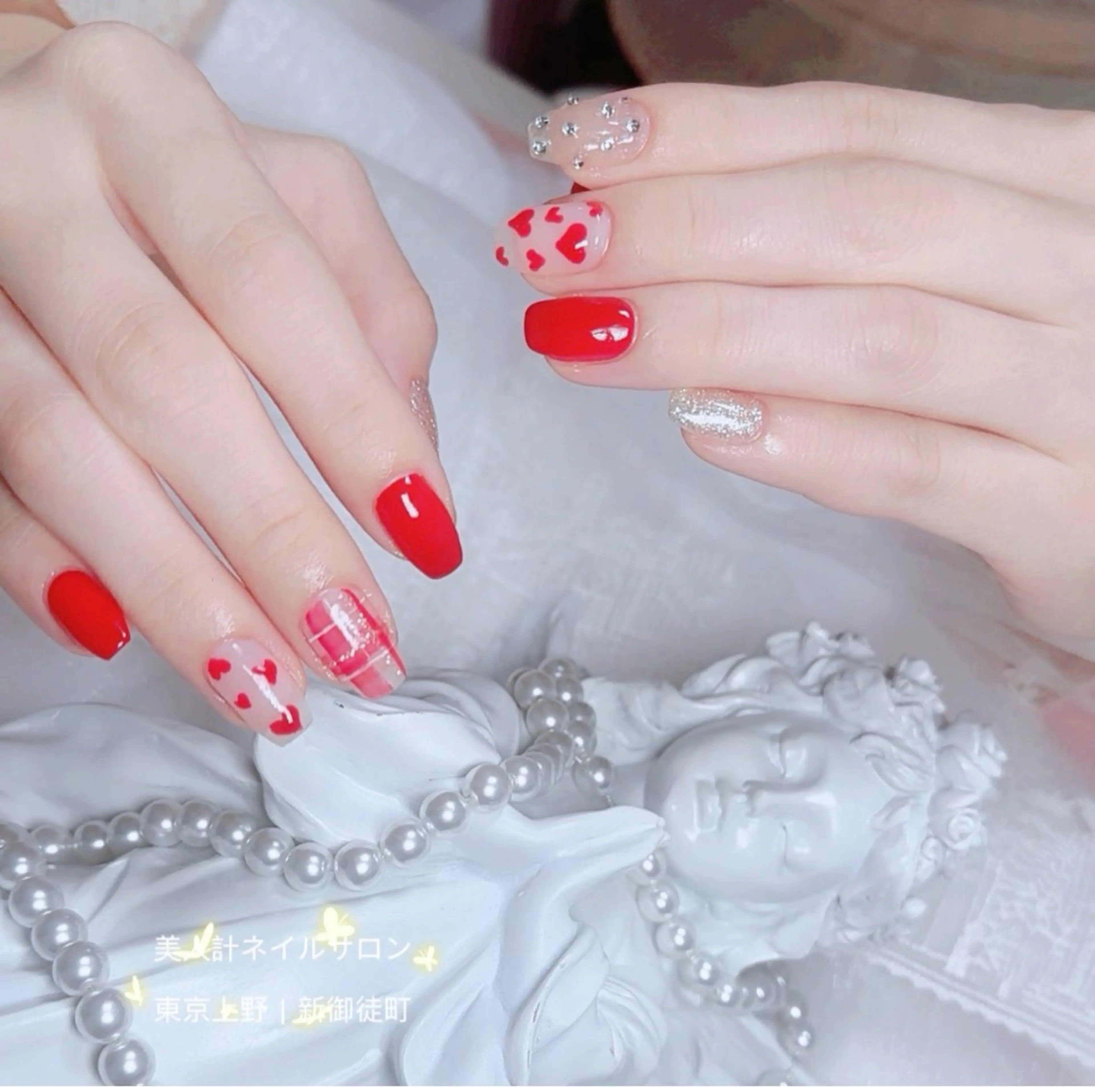 ネイル ハート 持ち込み ハンドネイル 美人計ネイルサロン所属・中山 美月のネイルデザイン