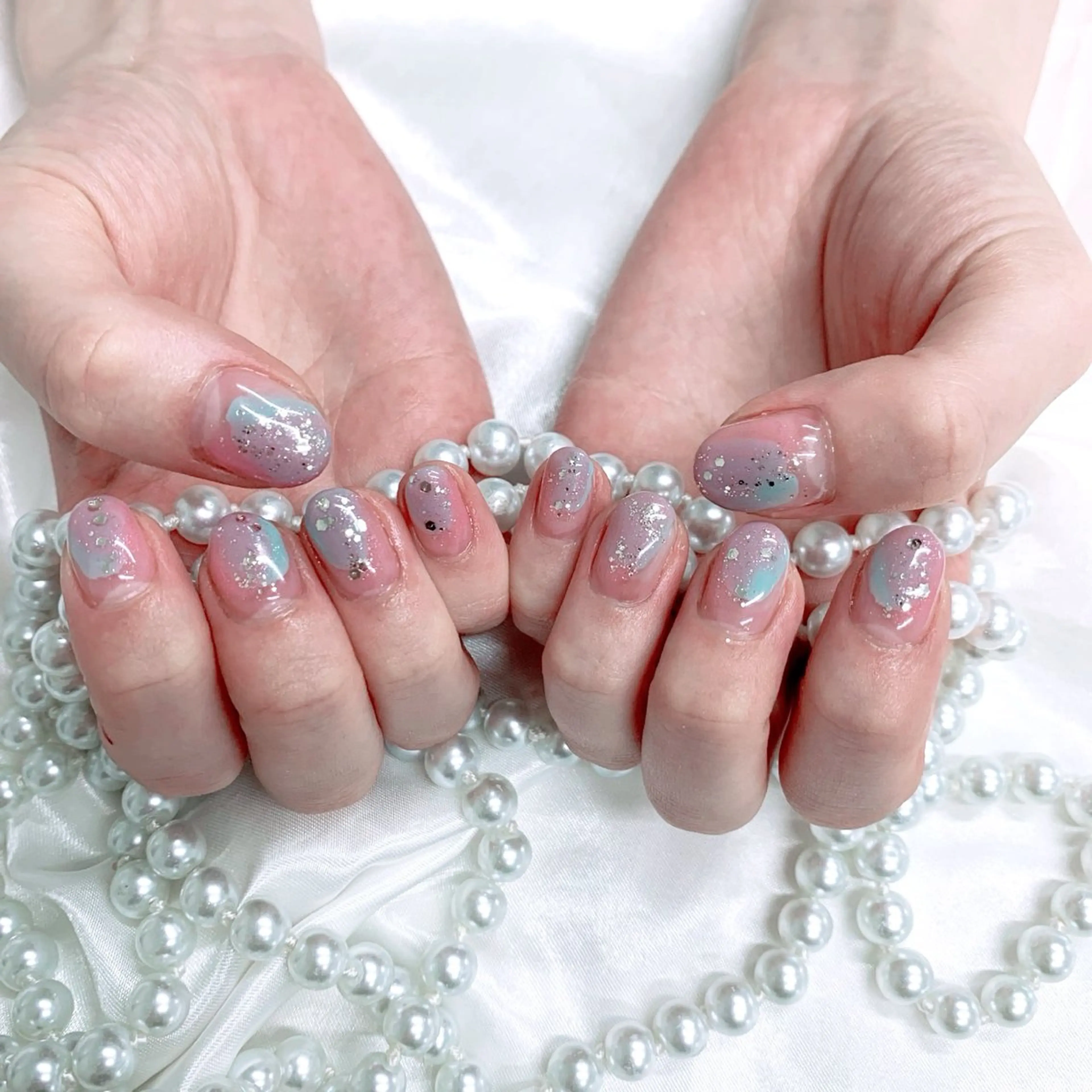 ネイル ラメ(グリッター) ハンドネイル ハンドケア Beauty Salon Ace（ネイルサロン　エース）所属・池袋フィルイン Ace♡長さだしのネイルデザイン