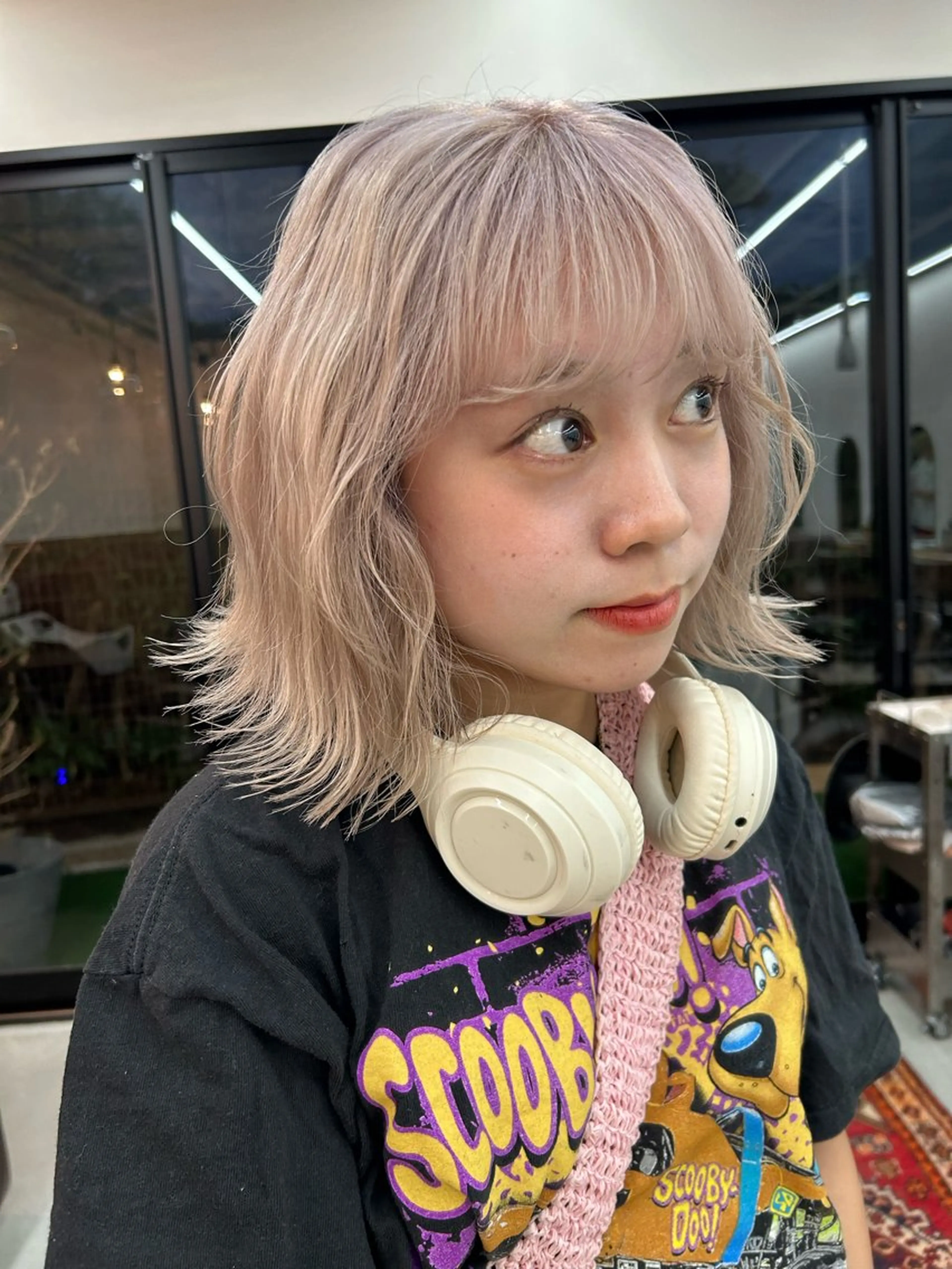 ショート カラー パーマ ヘアアレンジ 髪と音処　マトぺ所属・デザインカラー/ボブ ブリーチカラー/ユリのヘアスタイル