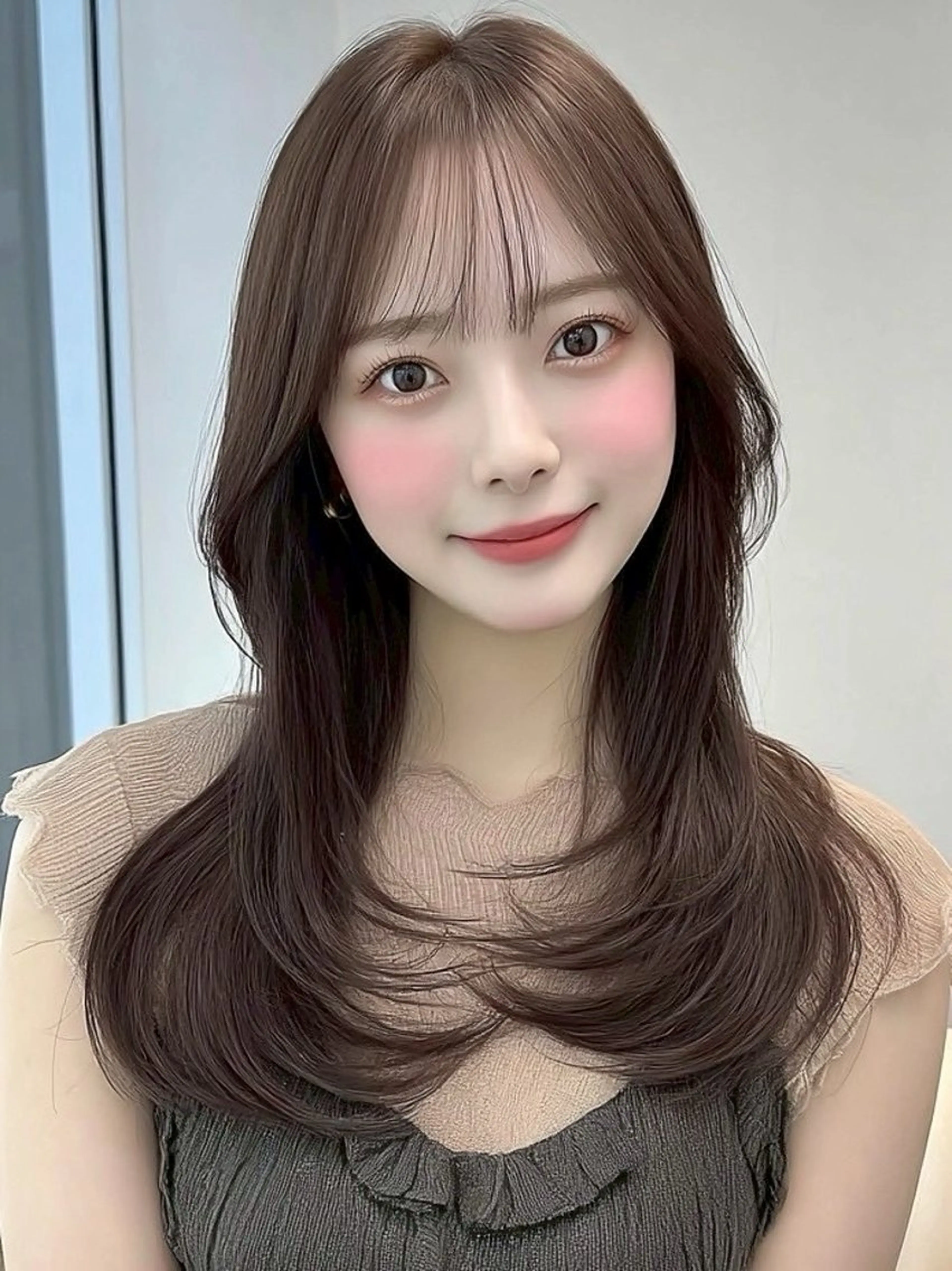 ミディアム ミディアムレイヤー 韓国風ヘア レイヤーカット キタ リオナのヘアスタイル