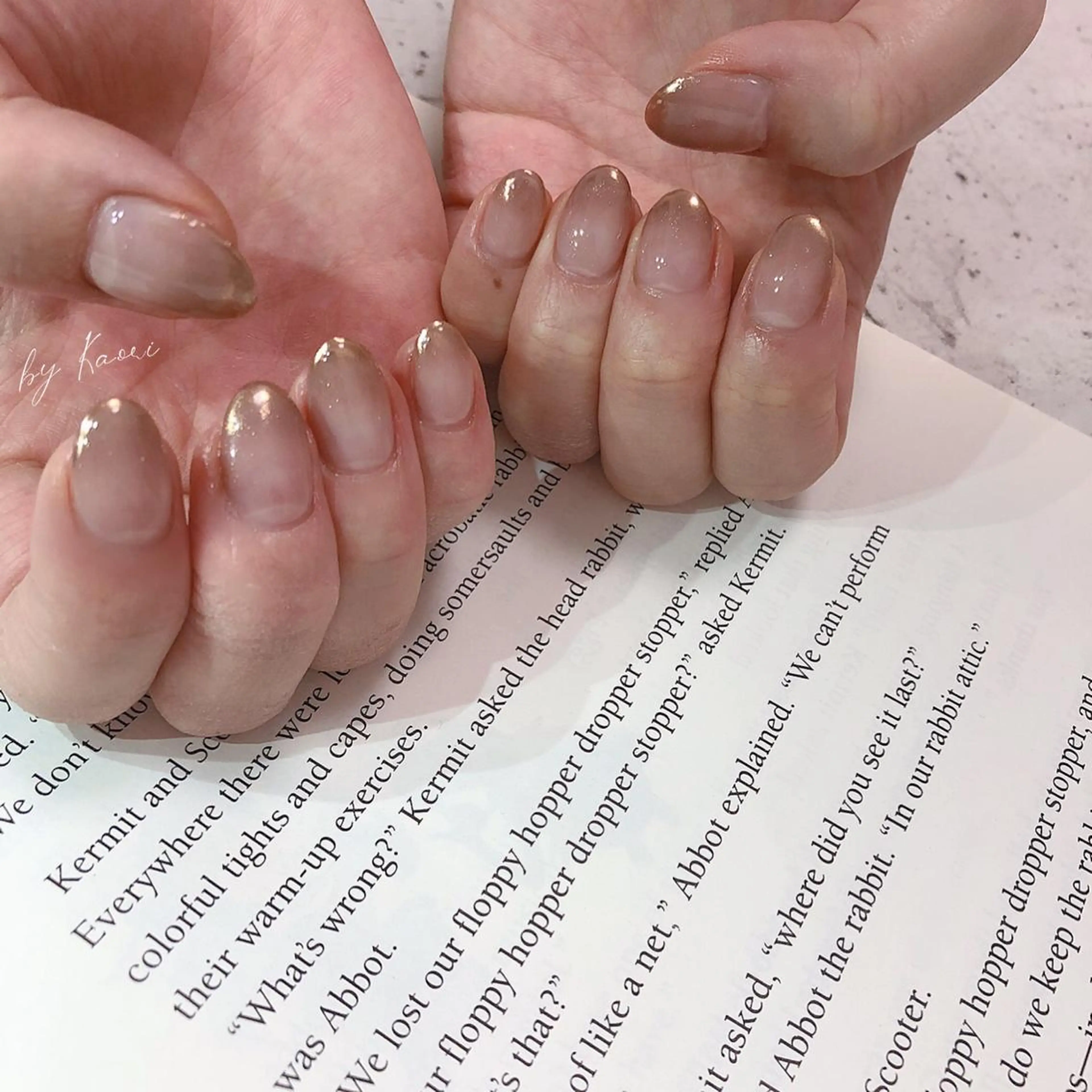 ネイル ブラウン カジュアル フットネイル フレンチネイル ジェルネイル ハンドネイル _Defi_ by Kaoriのネイルデザイン