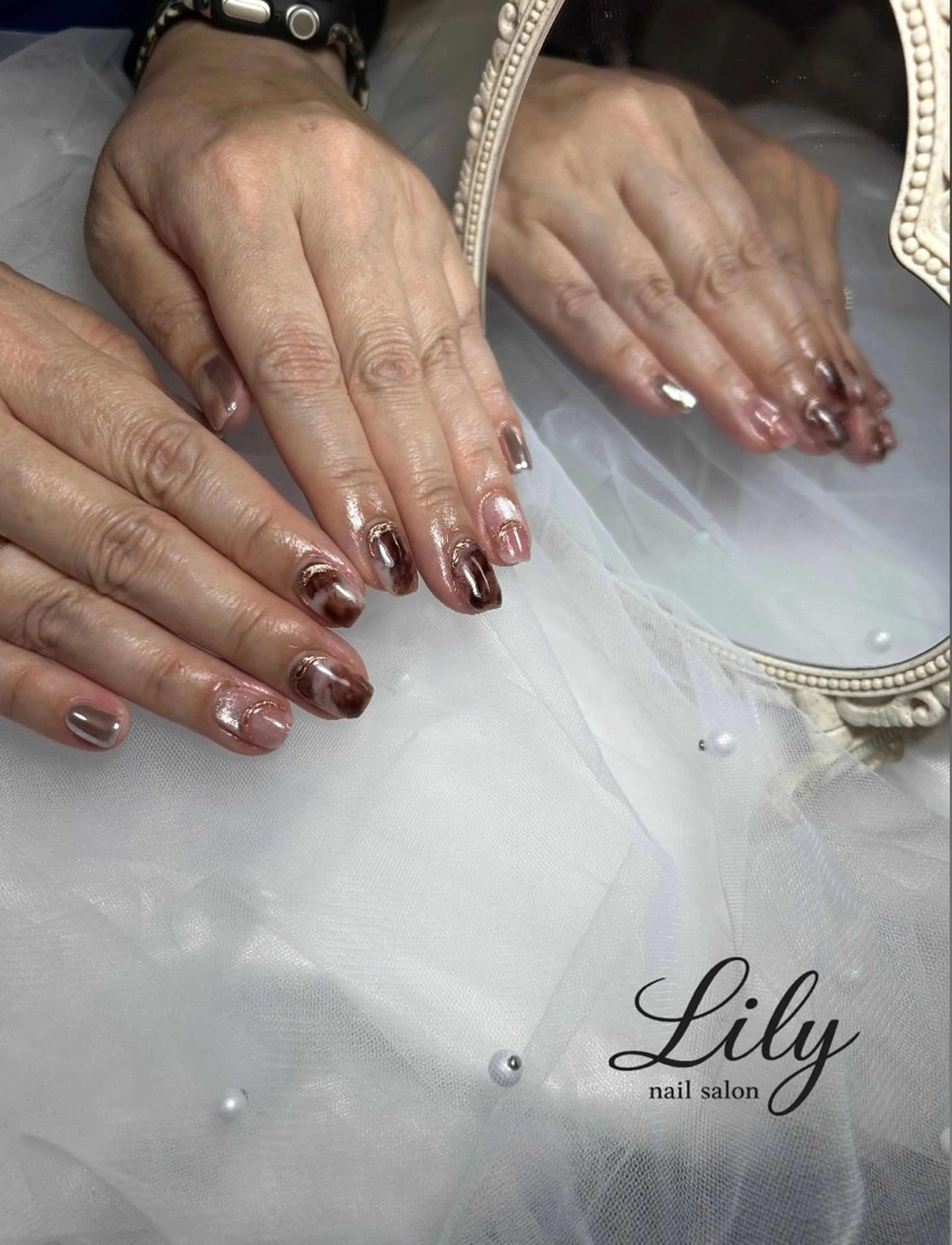 ネイル ミラーネイル ニュアンスネイル ハンドネイル nail salon Lily所属・藤田 璃々のネイルデザイン