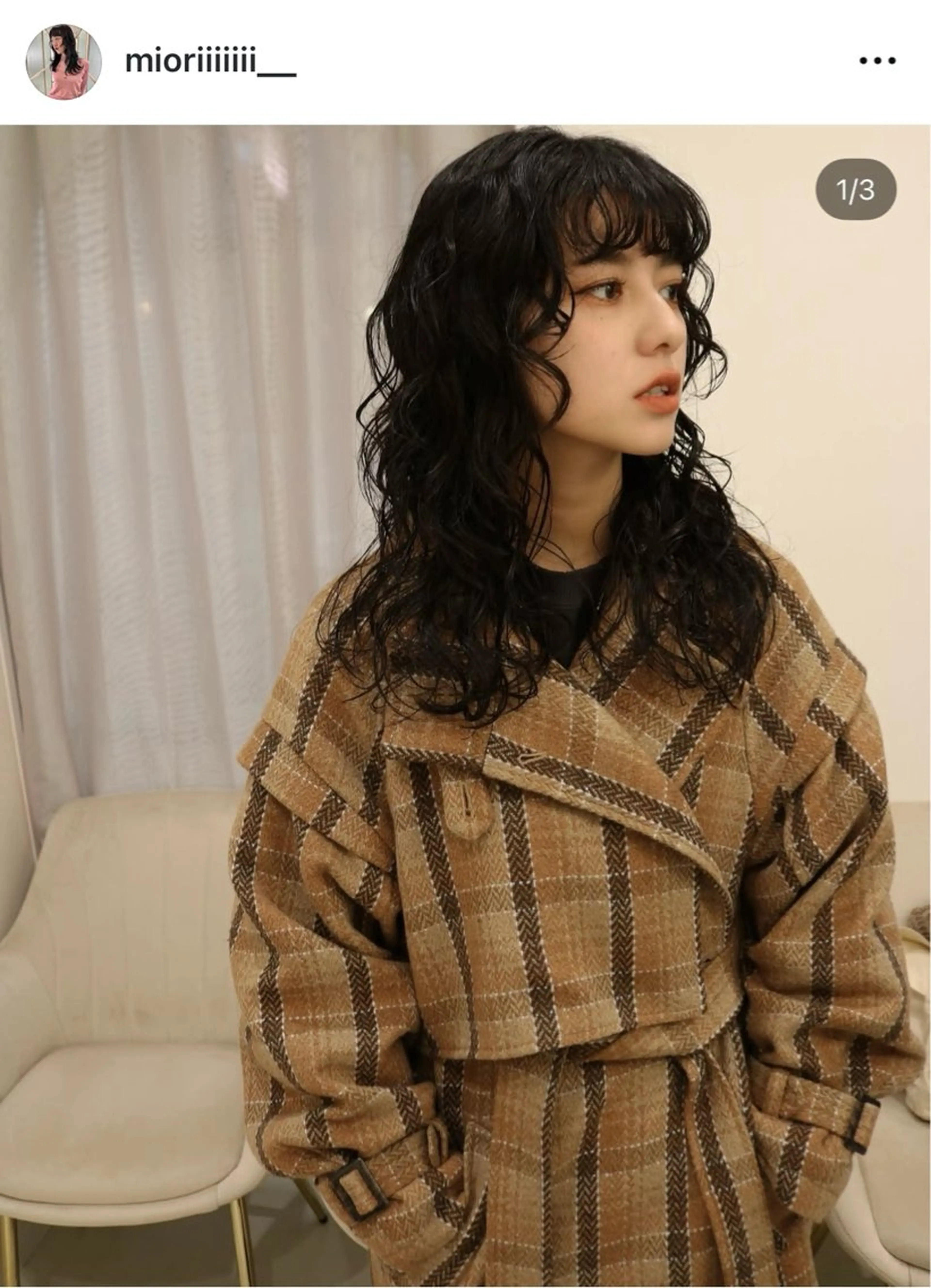 ミディアム パーマ カット パーマ トリートメント 松村 澪里のヘアスタイル