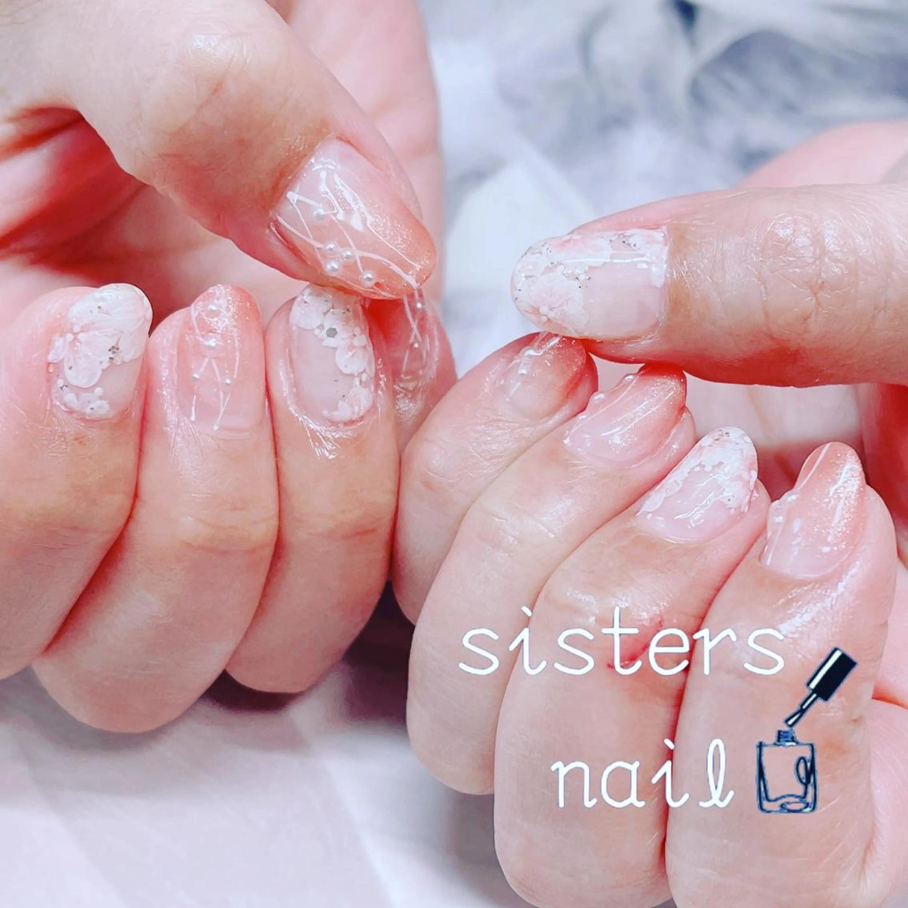 ネイル アートネイル 桜ネイル 入学式 フラワーネイル 卒業式 sisters nail.fのネイルデザイン