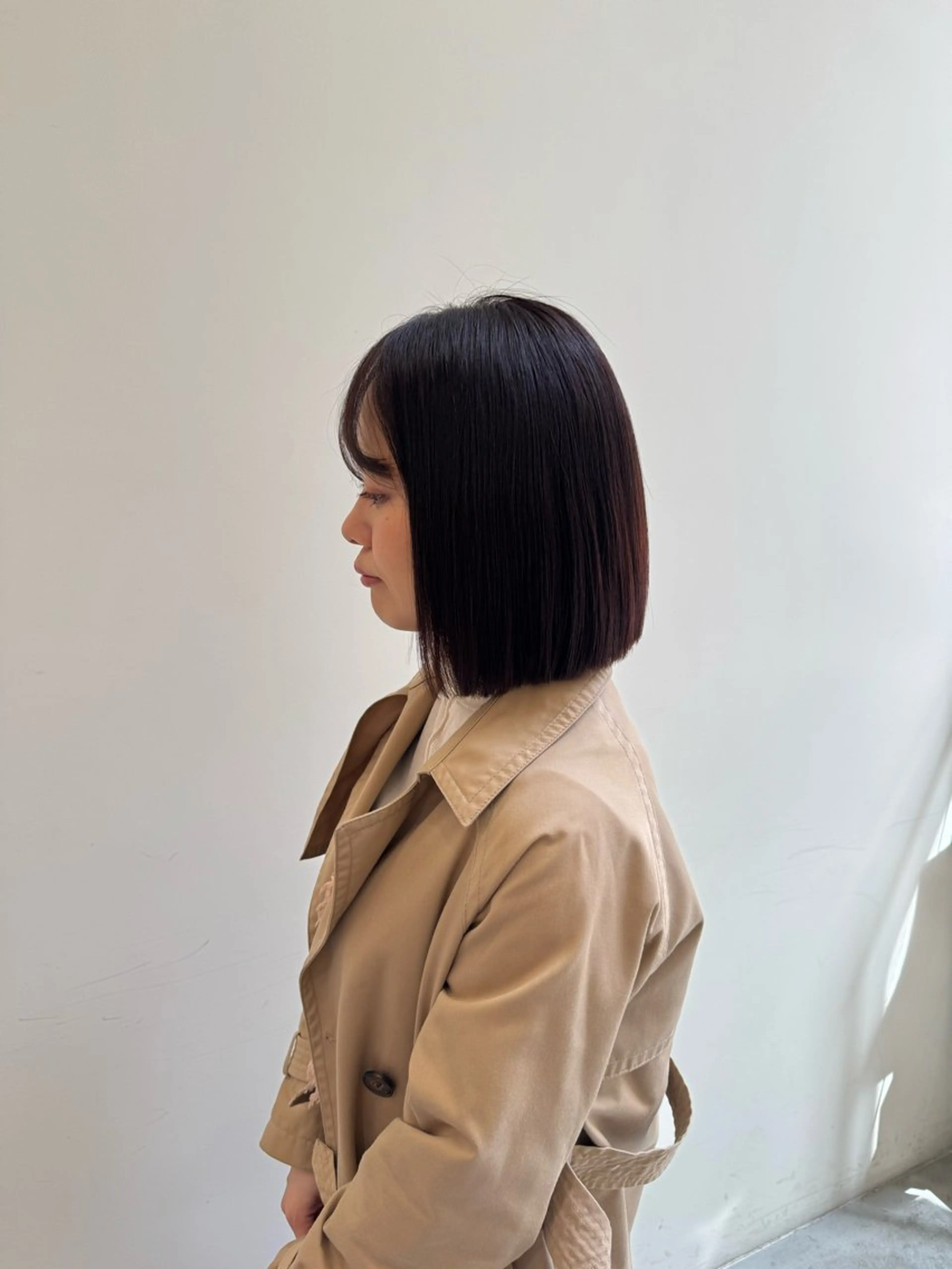 ミディアム カット 縮毛矯正 透明感カラー/顔周り カット/レイヤーにかのヘアスタイル