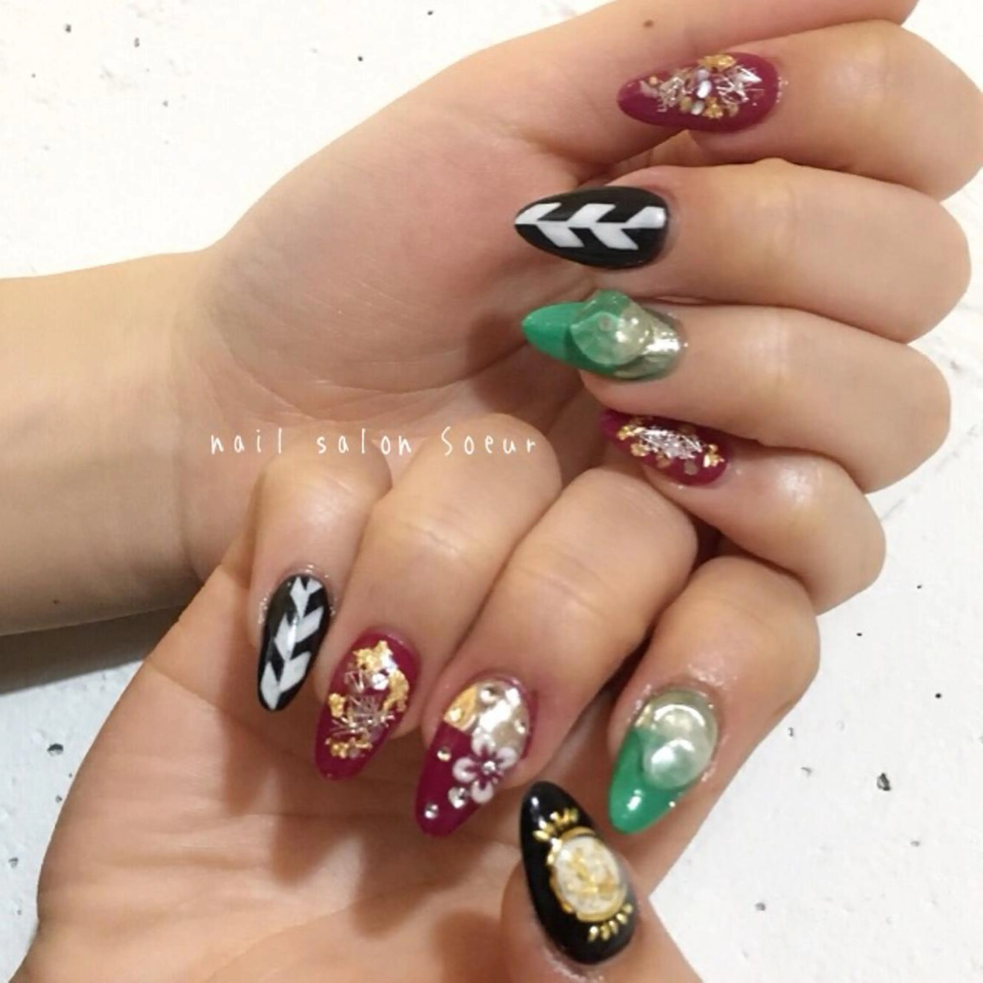 ネイル ミラーネイル 持ち込み スカルプネイル ハンドネイル nail salon Soeurのネイルデザイン