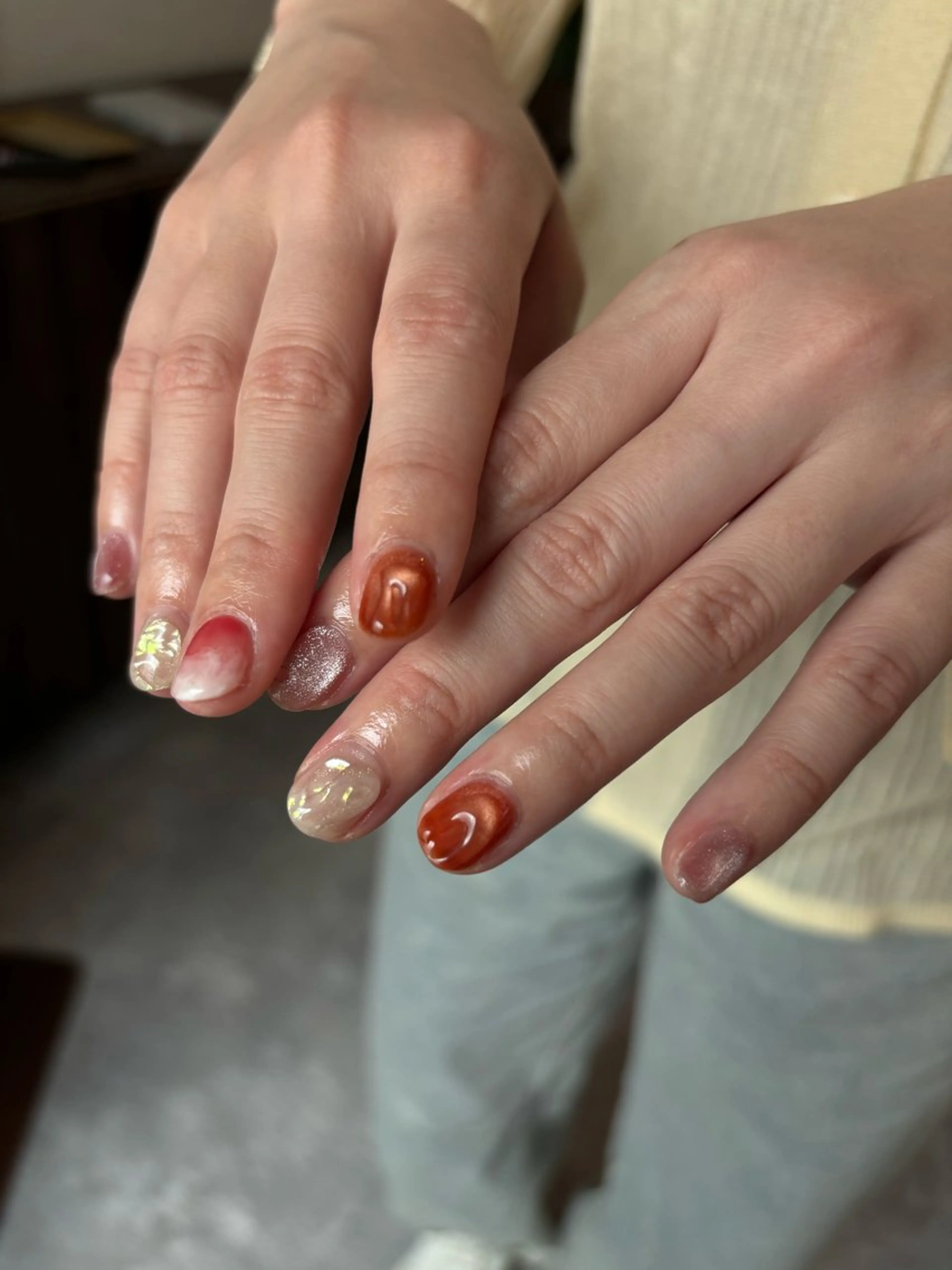 ネイル オレンジ ハンドネイル 【新宿三丁目】 もえNoël🎨🤍のネイルデザイン