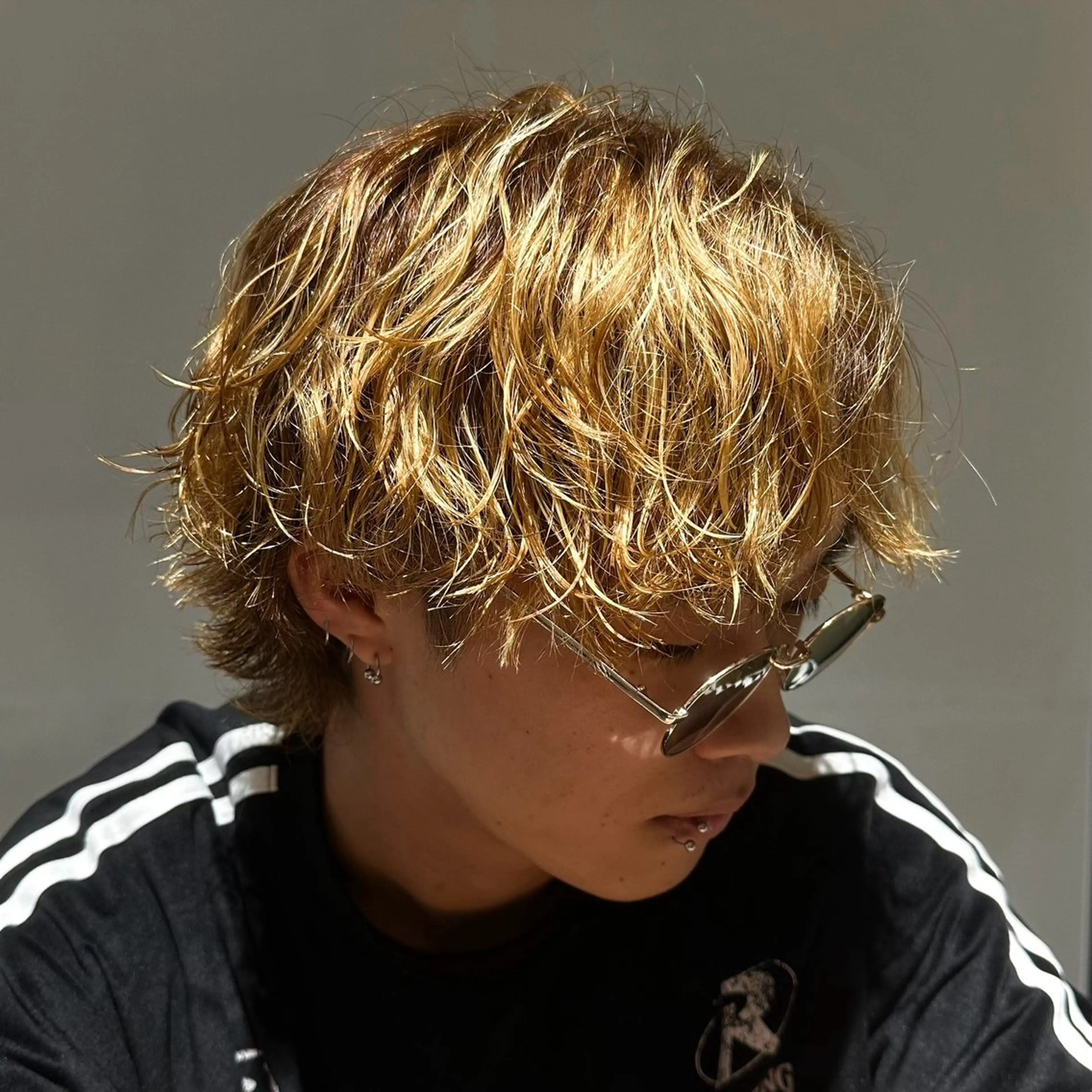 ミディアム メンズ 【シャドウパーマ センターパート】義心のヘアスタイル