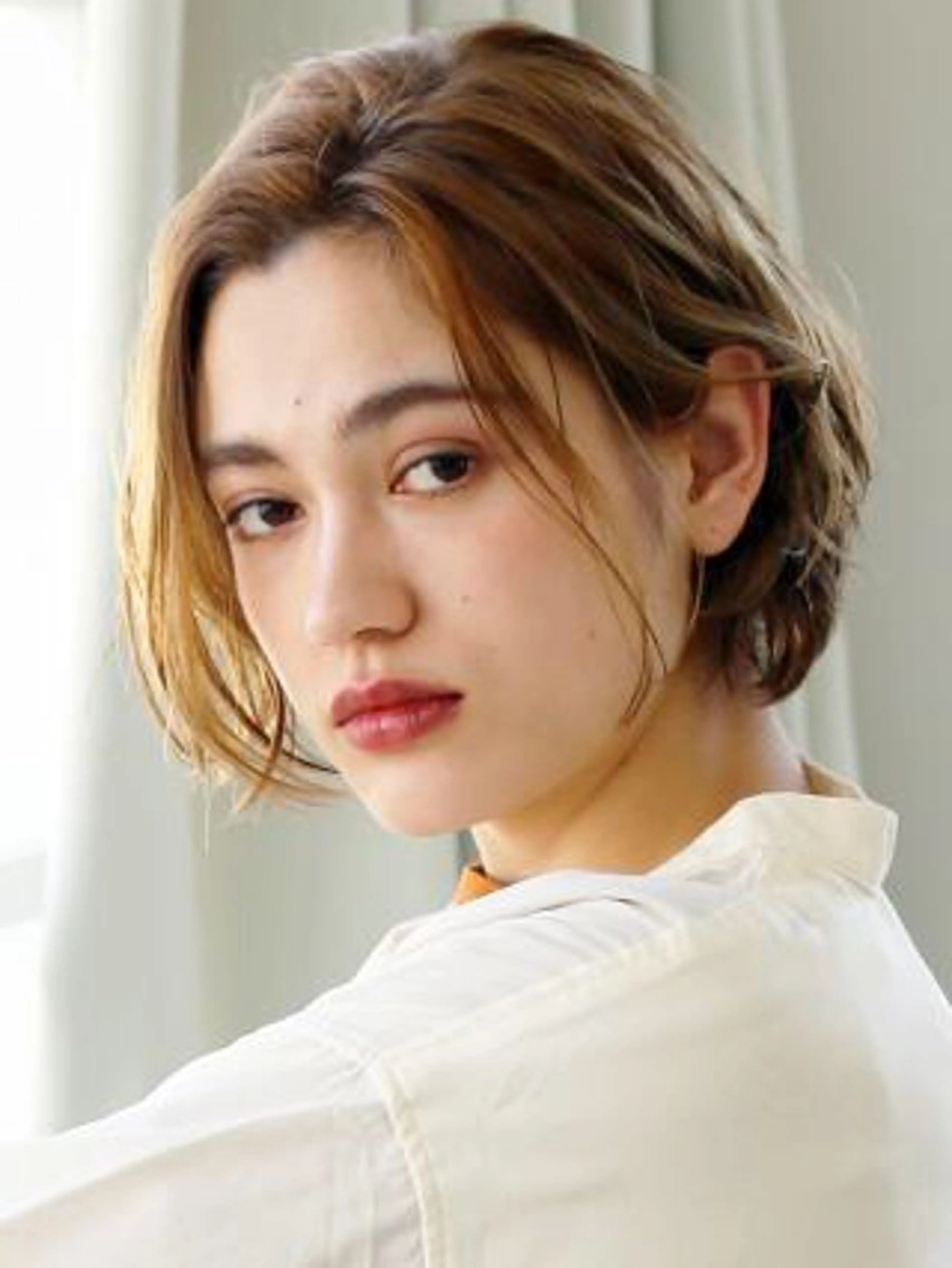 ショート カラー パーマ 丸みショート ボブ ショートヘア 小顔カット 縮毛矯正 カット ヘアカラー パーマ 💎ハイライトカラー /髪質改善カラー💎のヘアスタイル