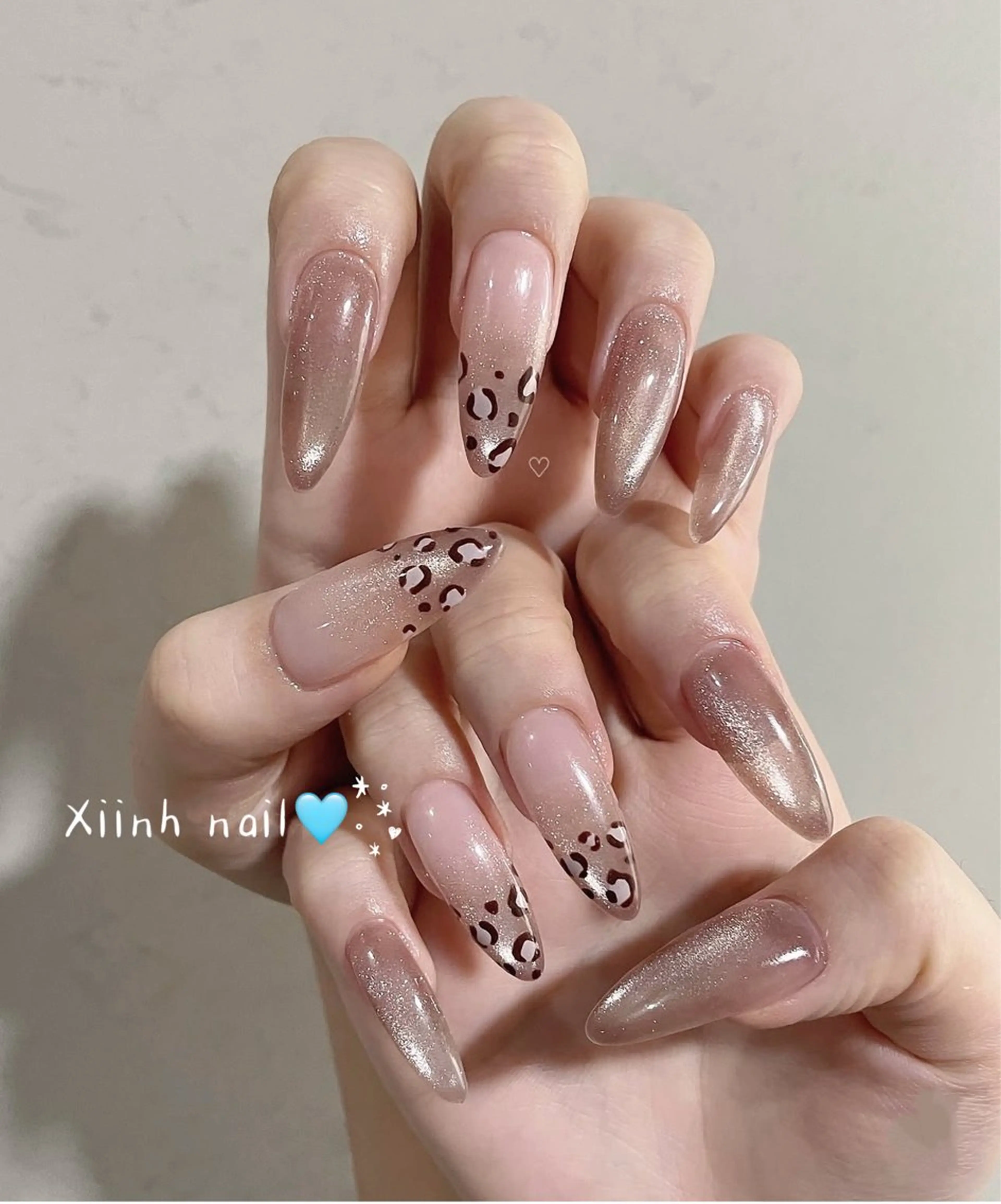 ネイル ブラウン チークネイル 桜ネイル 長さ出し フットネイル ハンドネイル XIINH NAIL SALONのネイルデザイン