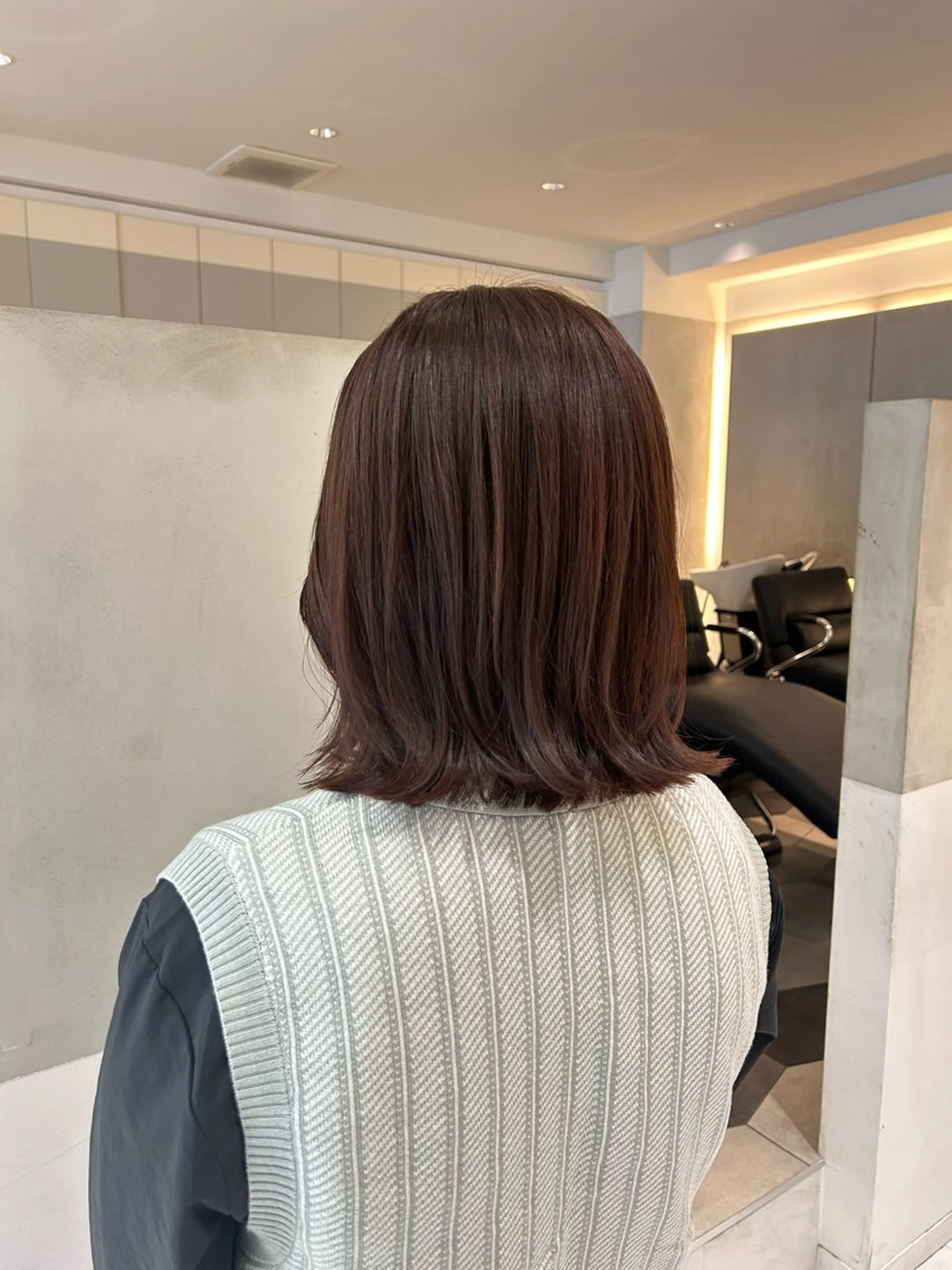 ミディアム カラー ボブレイヤー ブラウンカラー ピンクカラー ピンクブラウン ボブ カット ヘアカラー トリートメント ヘアセット ナチュラル/韓国💎 haruka 💎のヘアスタイル