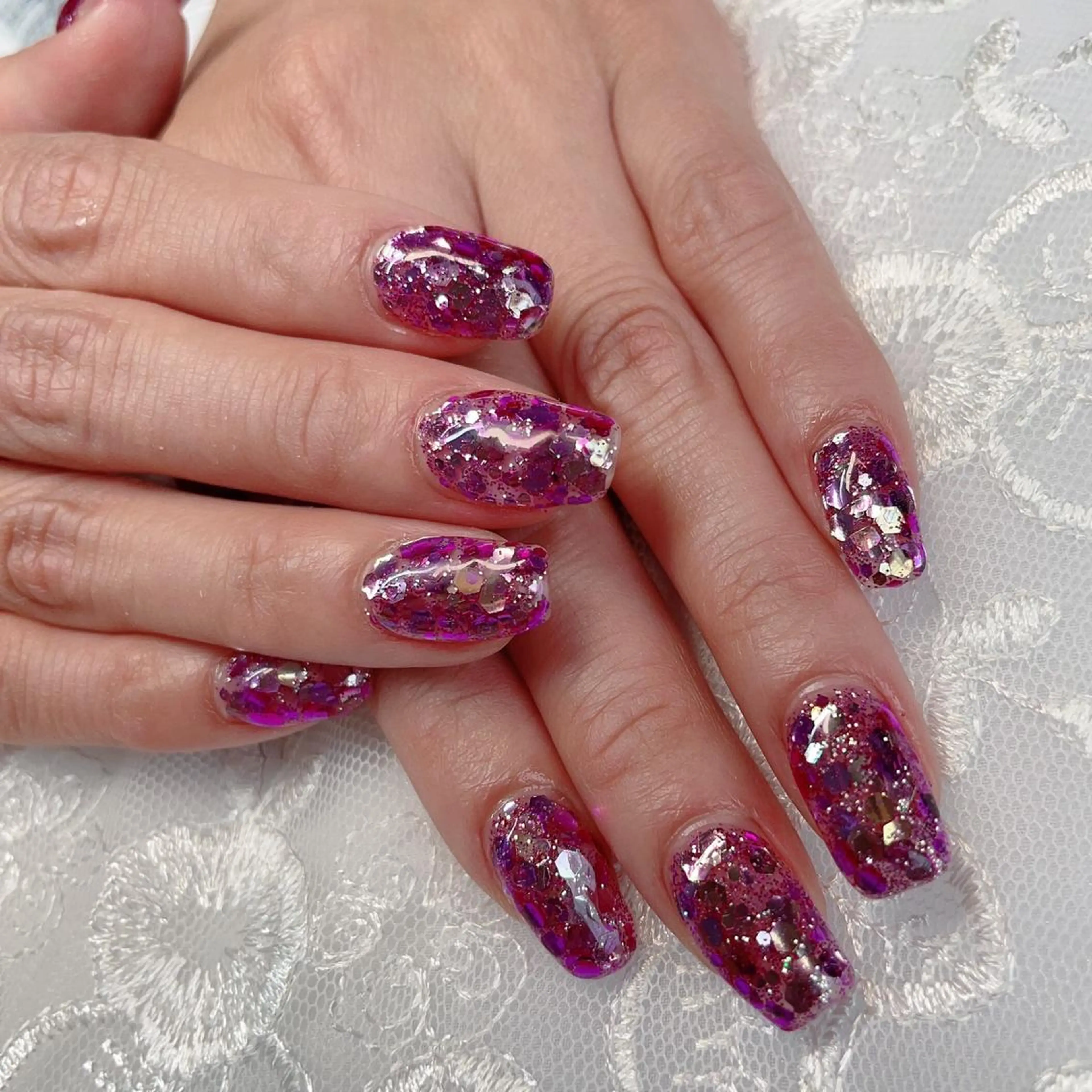 ミディアム ハンドネイル ハンドケア 💜MIYA nail川崎店のネイルデザイン