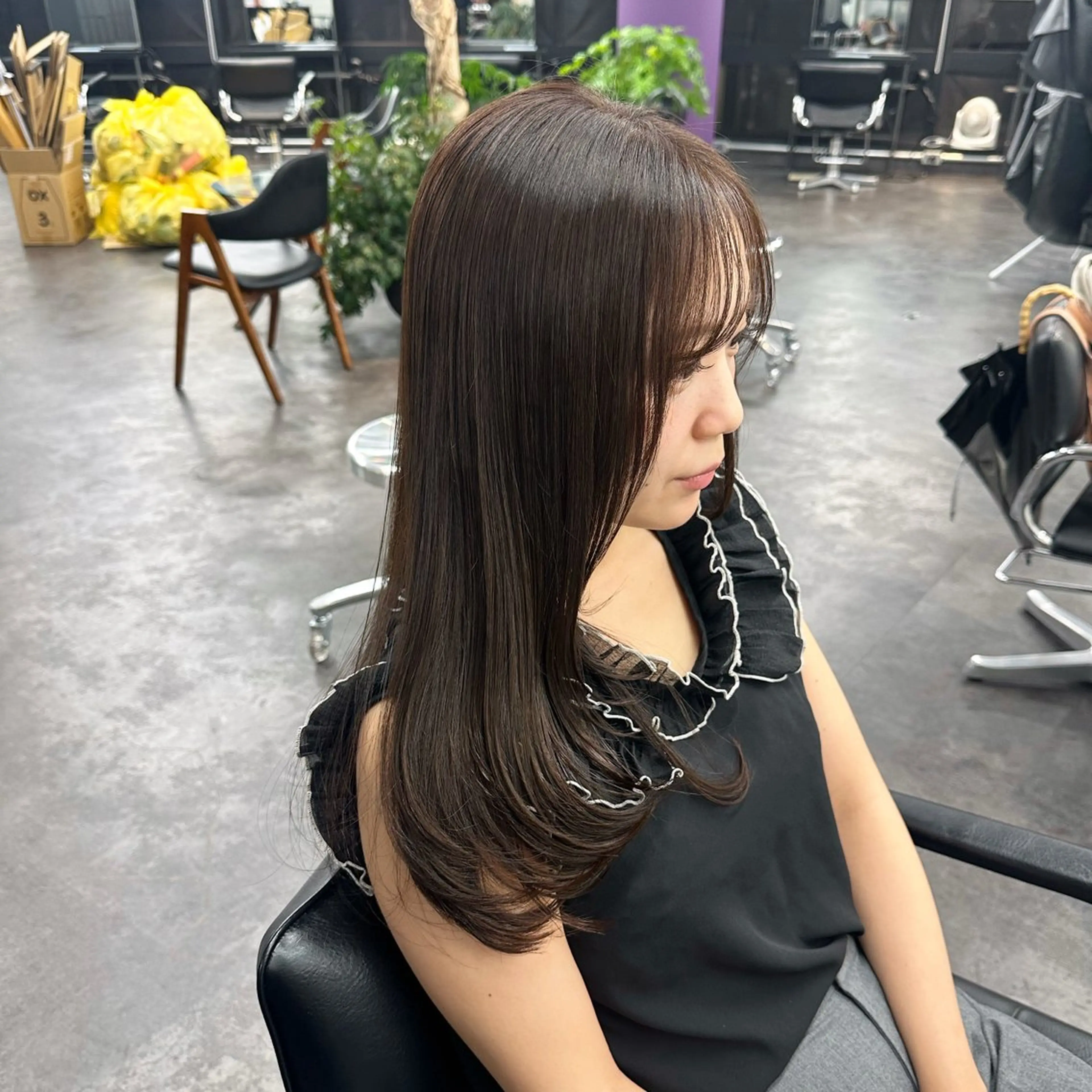 ロング カラー ヘアカラー ぱつっとボブ/透明感 カラー/Ayakaのヘアスタイル