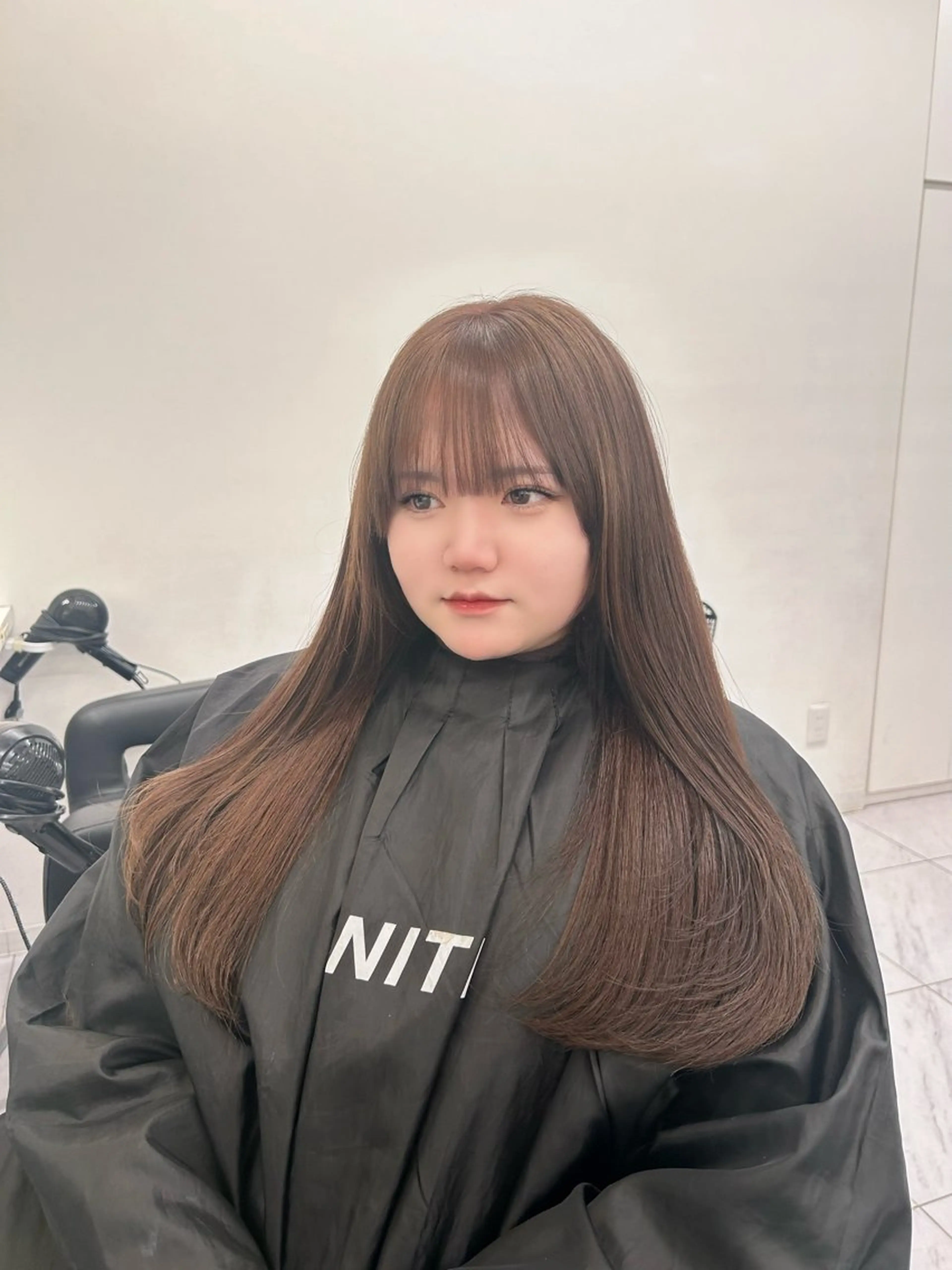 ロング カラー パーマ ヘアアレンジ メンズ キッズ ヘアカラー トリートメント ヘアセット ブリーチなしカラー/ ブラウン/レイヤーのヘアスタイル