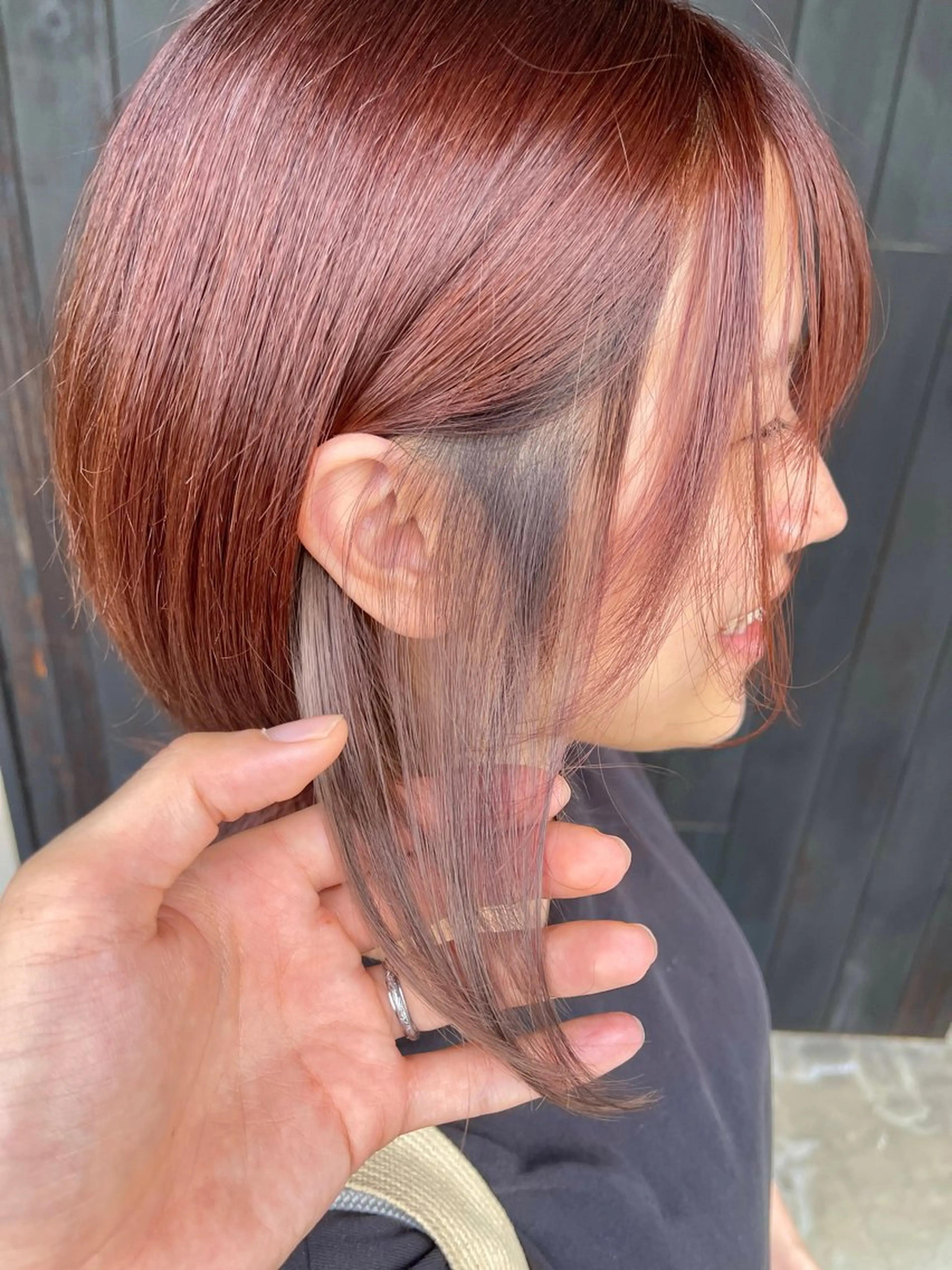 ショート カラー ベージュカラー ピンクカラー ピンクベージュ カット ヘアカラー トリートメント 三好 達也のヘアスタイル