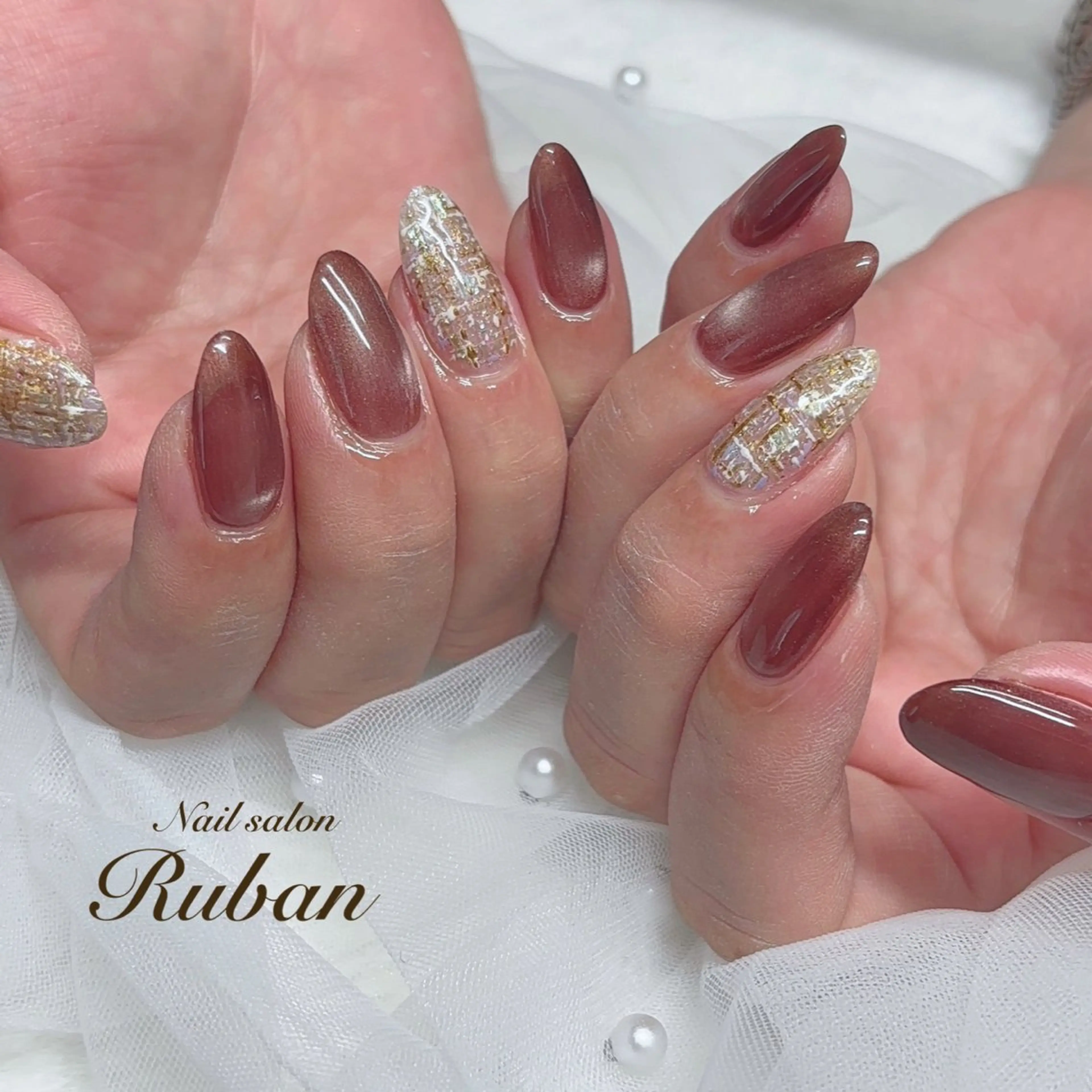 ネイル マグネットネイル ツイードネイル Nail salon Ruban所属・Nail salon Rubanのネイルデザイン