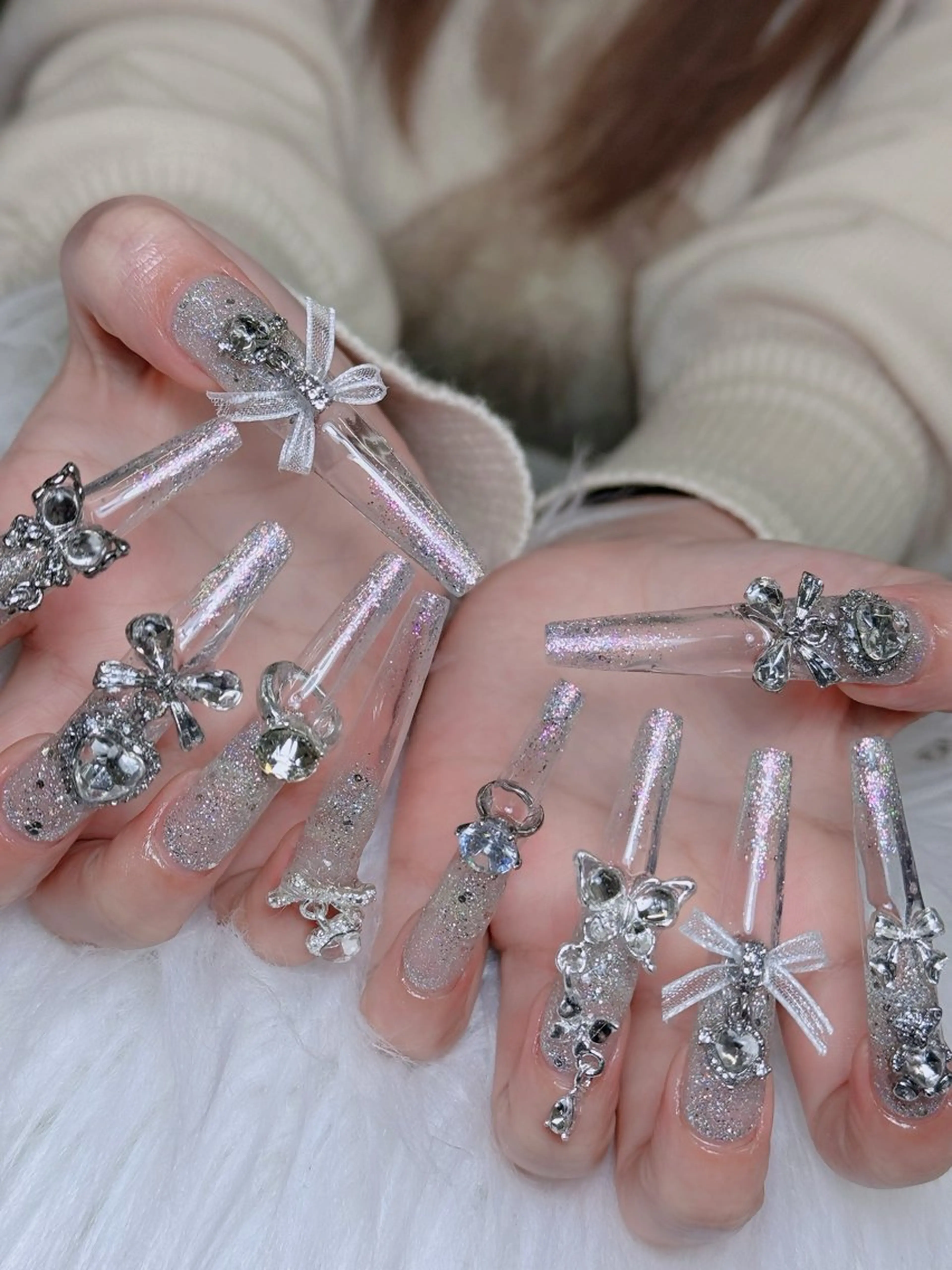 ネイル オーロラネイル チークネイル 長さ出し フレンチネイル ハロウィン Lumi Nail 新大久保3‘のネイルデザイン