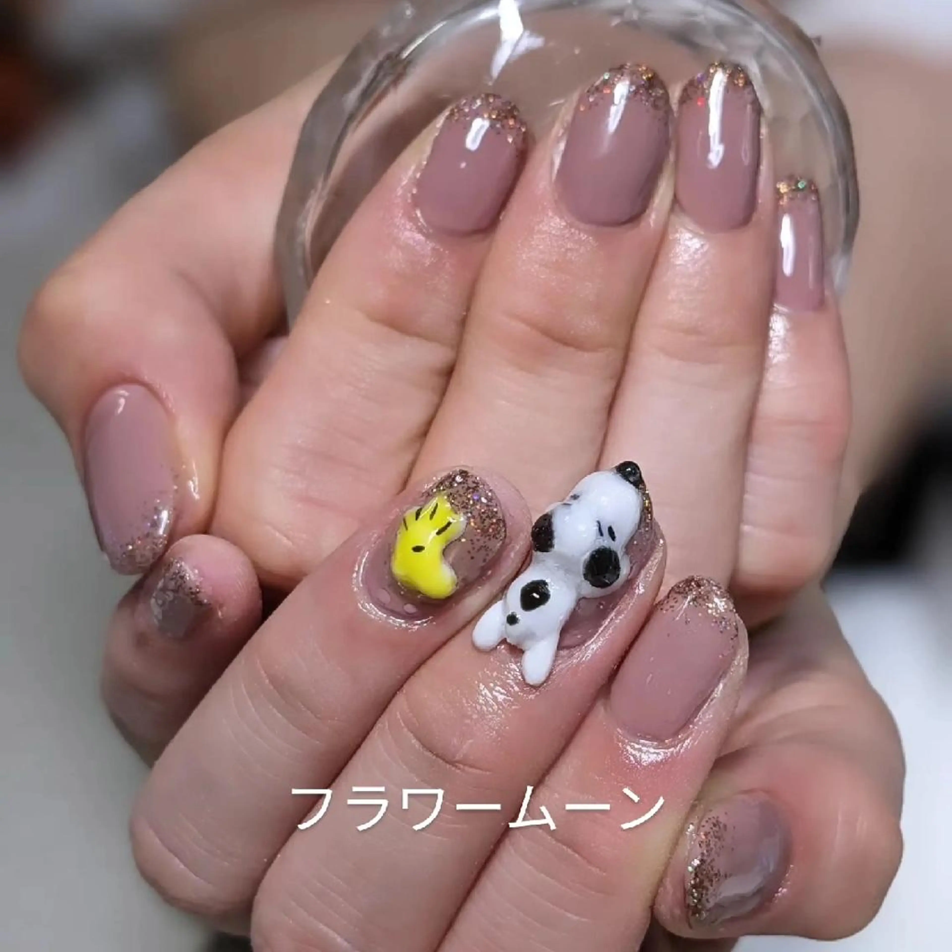 ネイル グラデーション フラワー ムーンのネイルデザイン