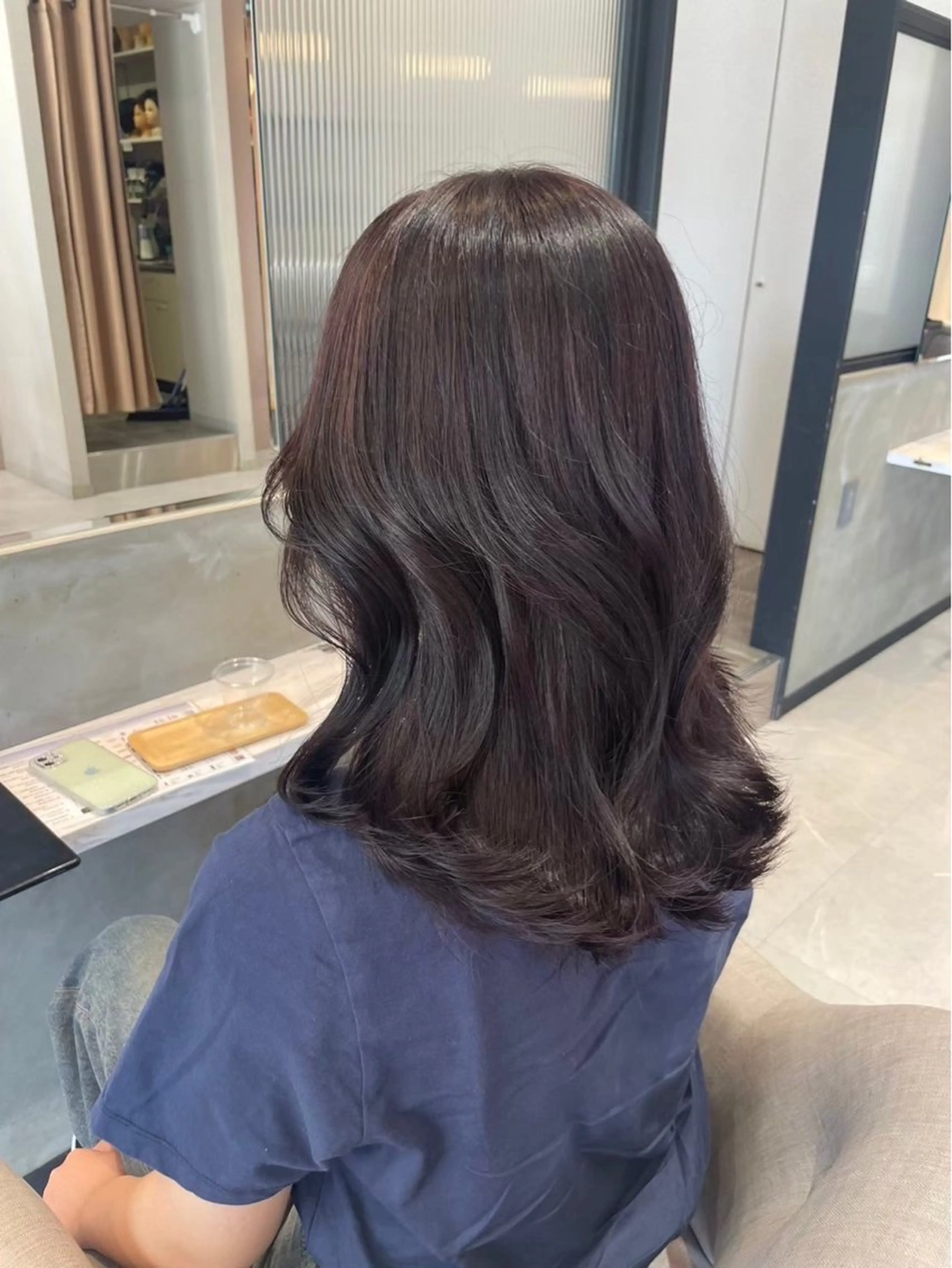 ミディアム カラー 顔周りカット 髪質改善 韓国風ヘア レイヤーカット 縮毛矯正 💫大曽根/髪質改善 /ゆうき💫のヘアスタイル