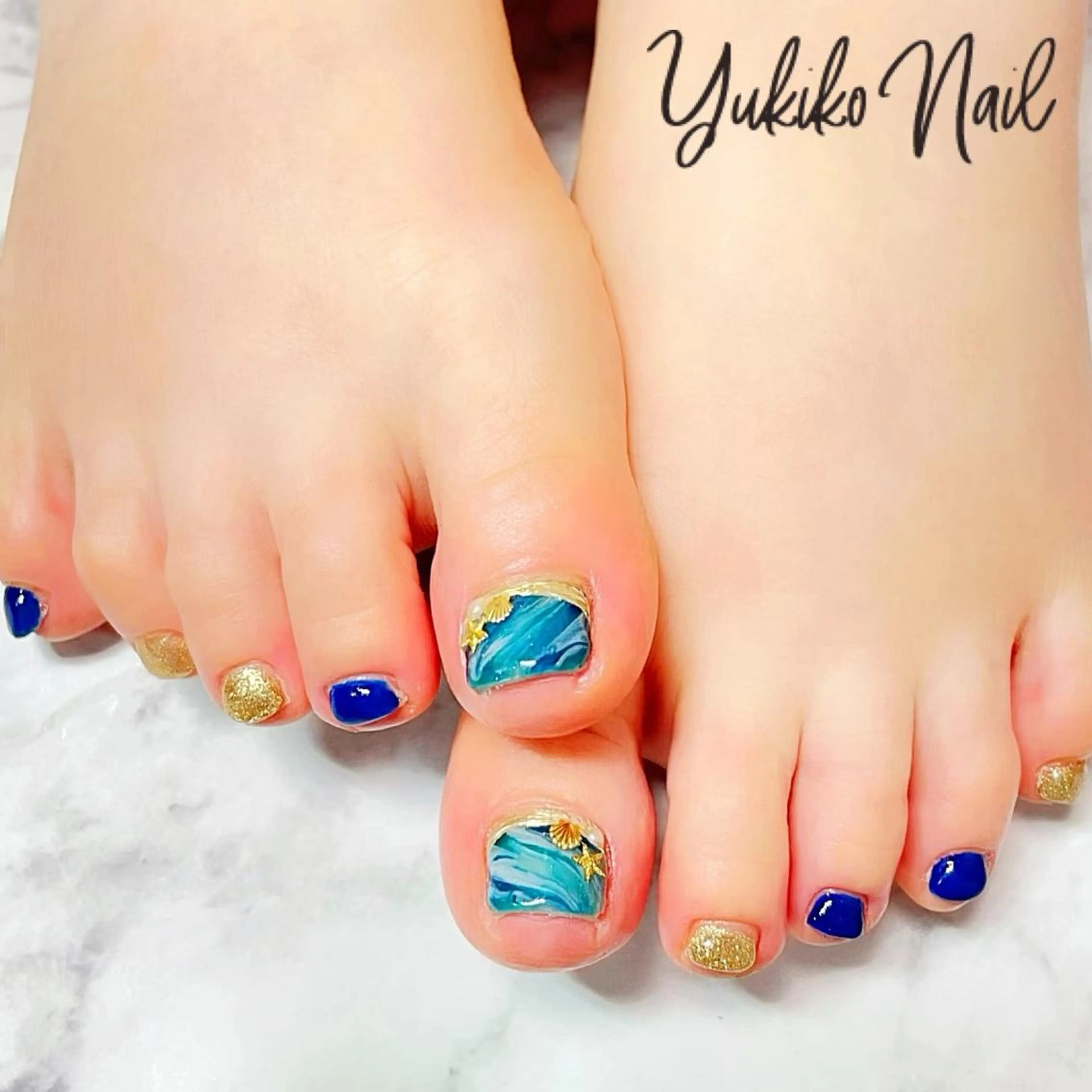 ネイル アートネイル フットネイル マグネットネイル おそろいネイル 夏ネイル フットネイル ユキコ ネイルのネイルデザイン