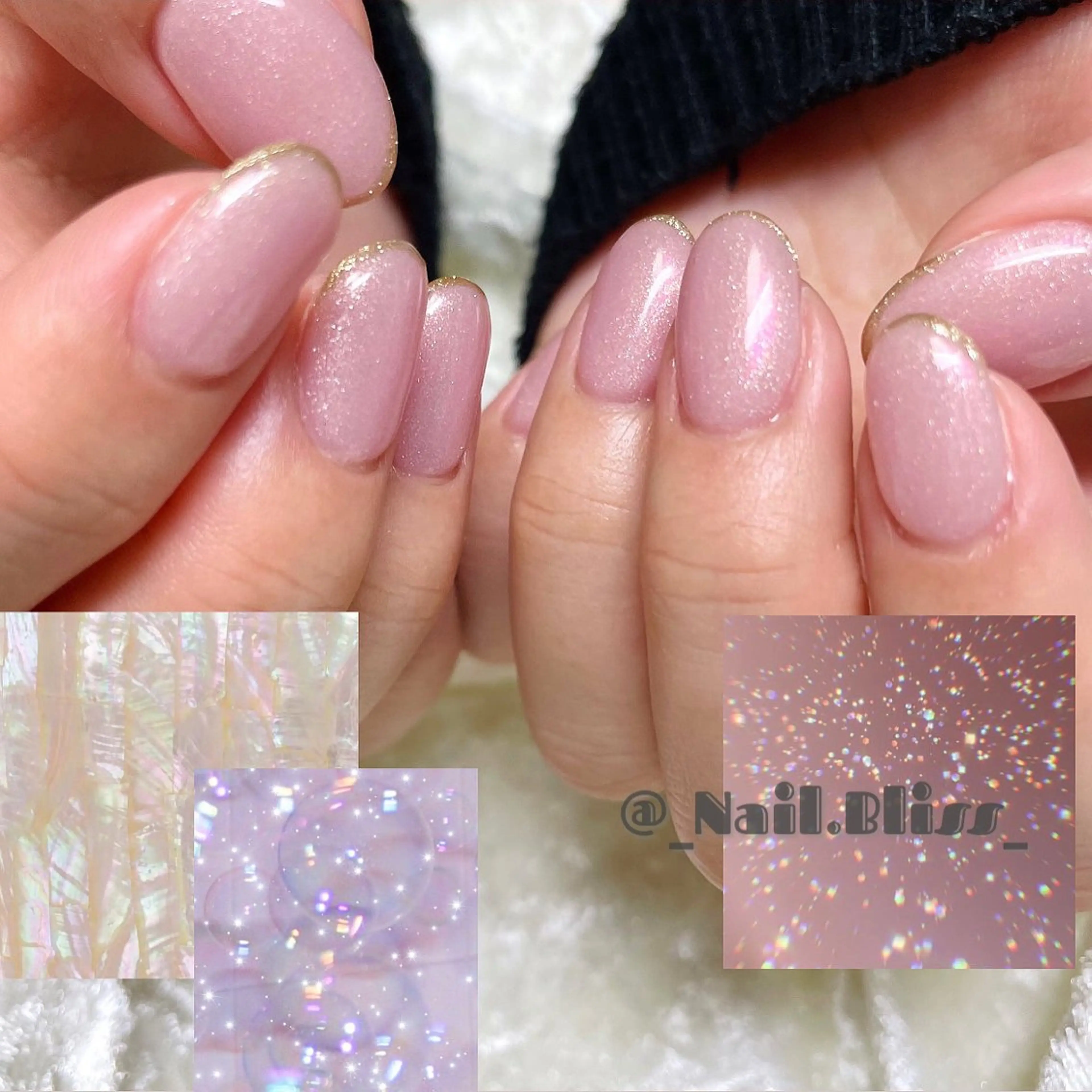 ネイル オーロラネイル フレンチネイル 氷ネイル・うるうるネイル ハンドネイル NAIL BLISSのネイルデザイン
