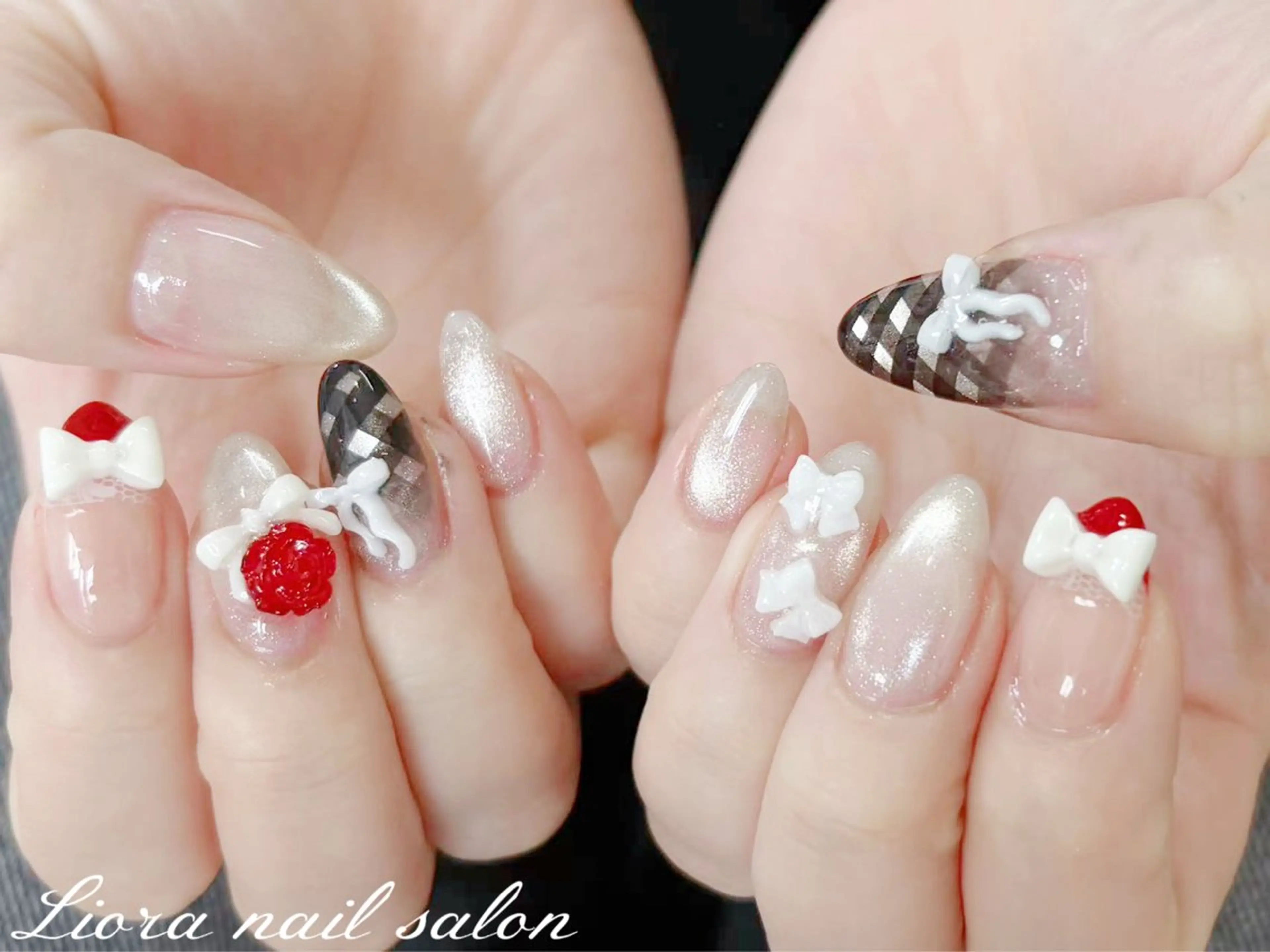 ネイル チークネイル フットネイル フレンチネイル ジェルネイル ガーリー ハンドネイル Liora nail 2のネイルデザイン