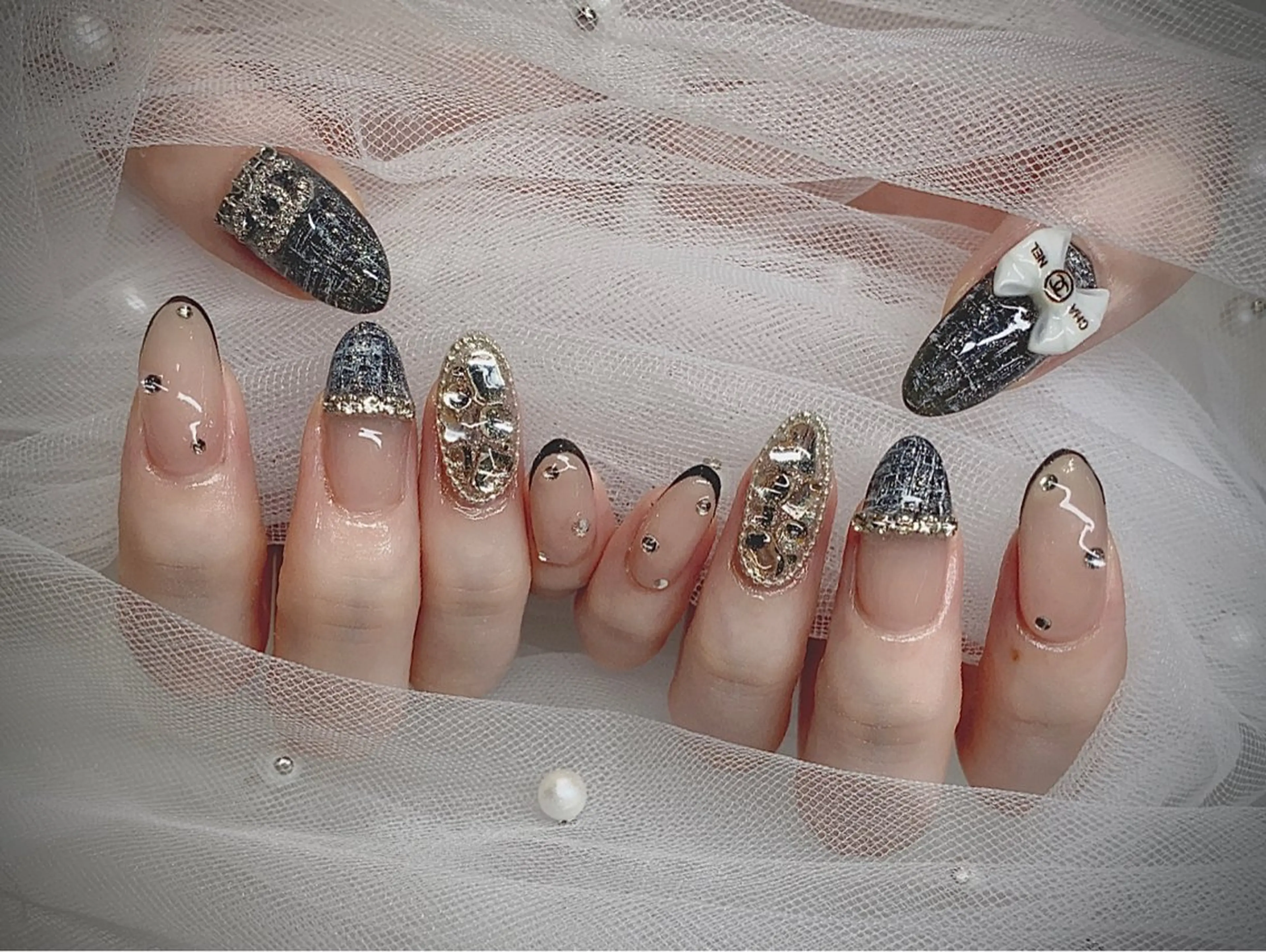 ネイル I-nailロング /ワンホン/キラキラのネイルデザイン