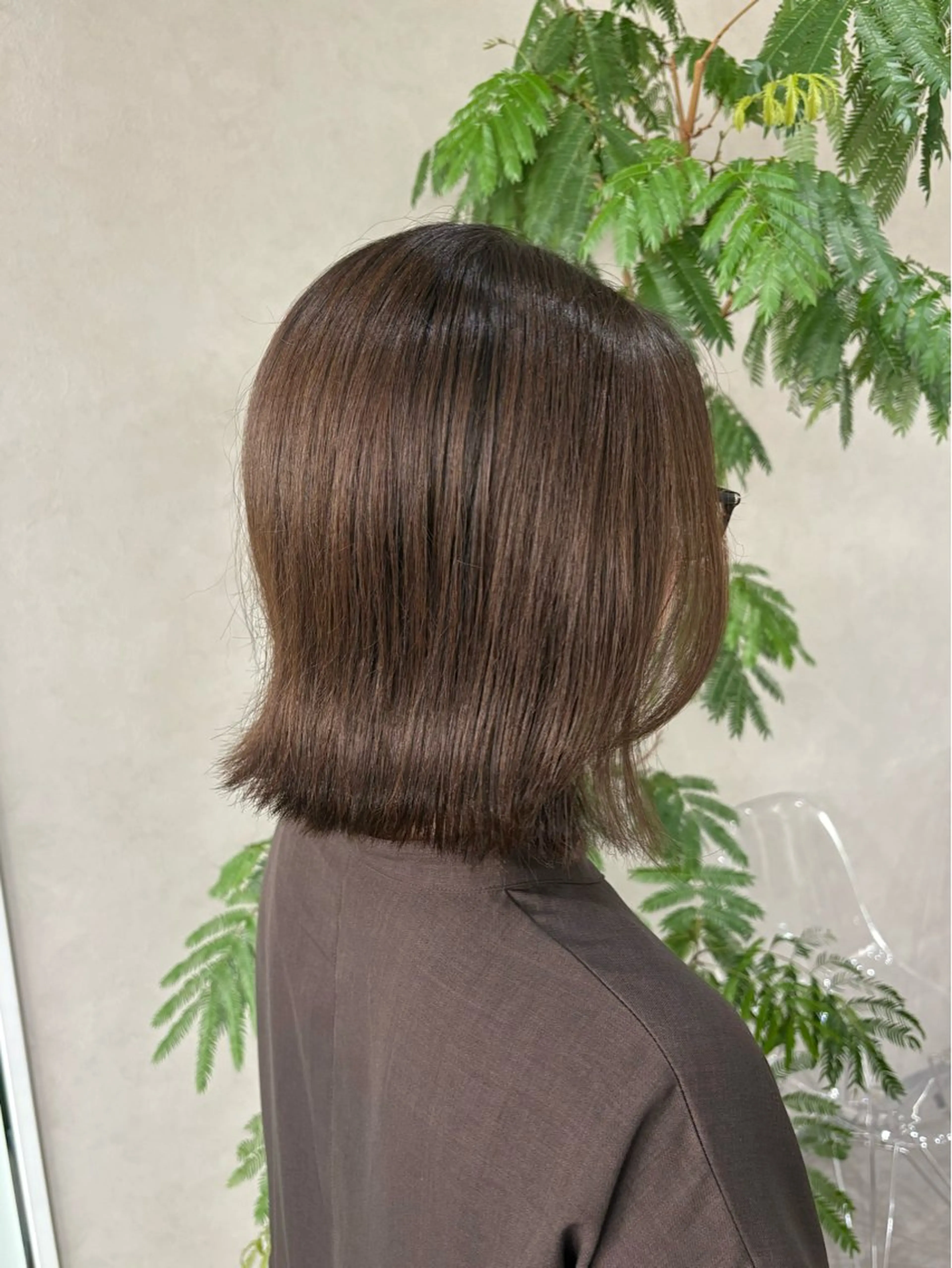 ミディアム カラー ボブレイヤー ベージュカラー ボブ レイヤーカット カット ヘアカラー トリートメント qumu 横浜所属・透明感カラー/ボブ /ショート🌿神永のヘアスタイル