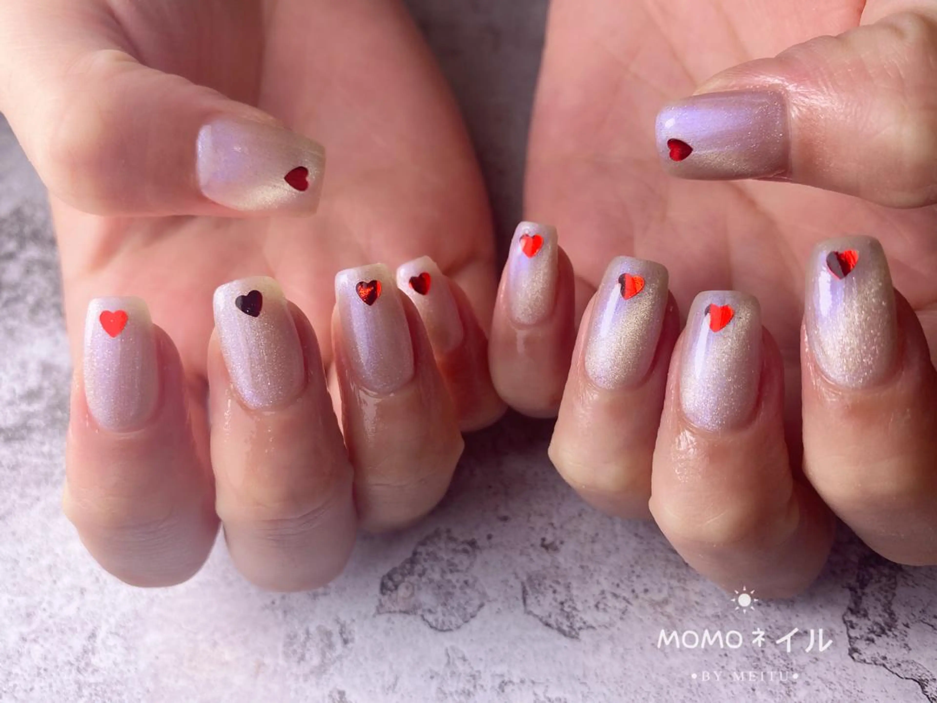 【ハンド自爪】 ☆60分限定シンプル持ち込みデザインコース¥6990★マグネットもOK🍒800円以内のパーツ2個迄Okの写真