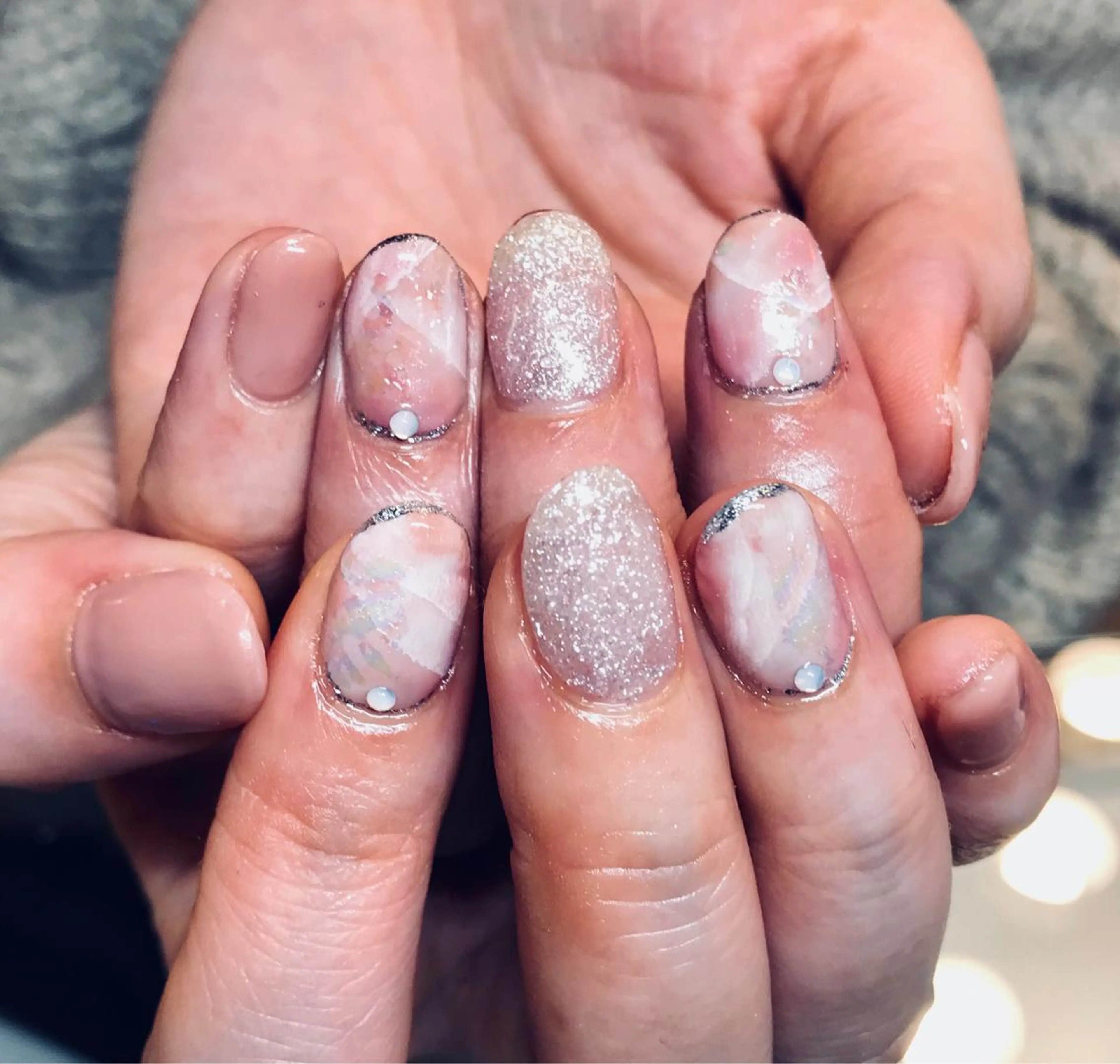 ショート ネイル 大理石ネイル(マーブル) nail&eye Aoのマツエク・マツパデザイン