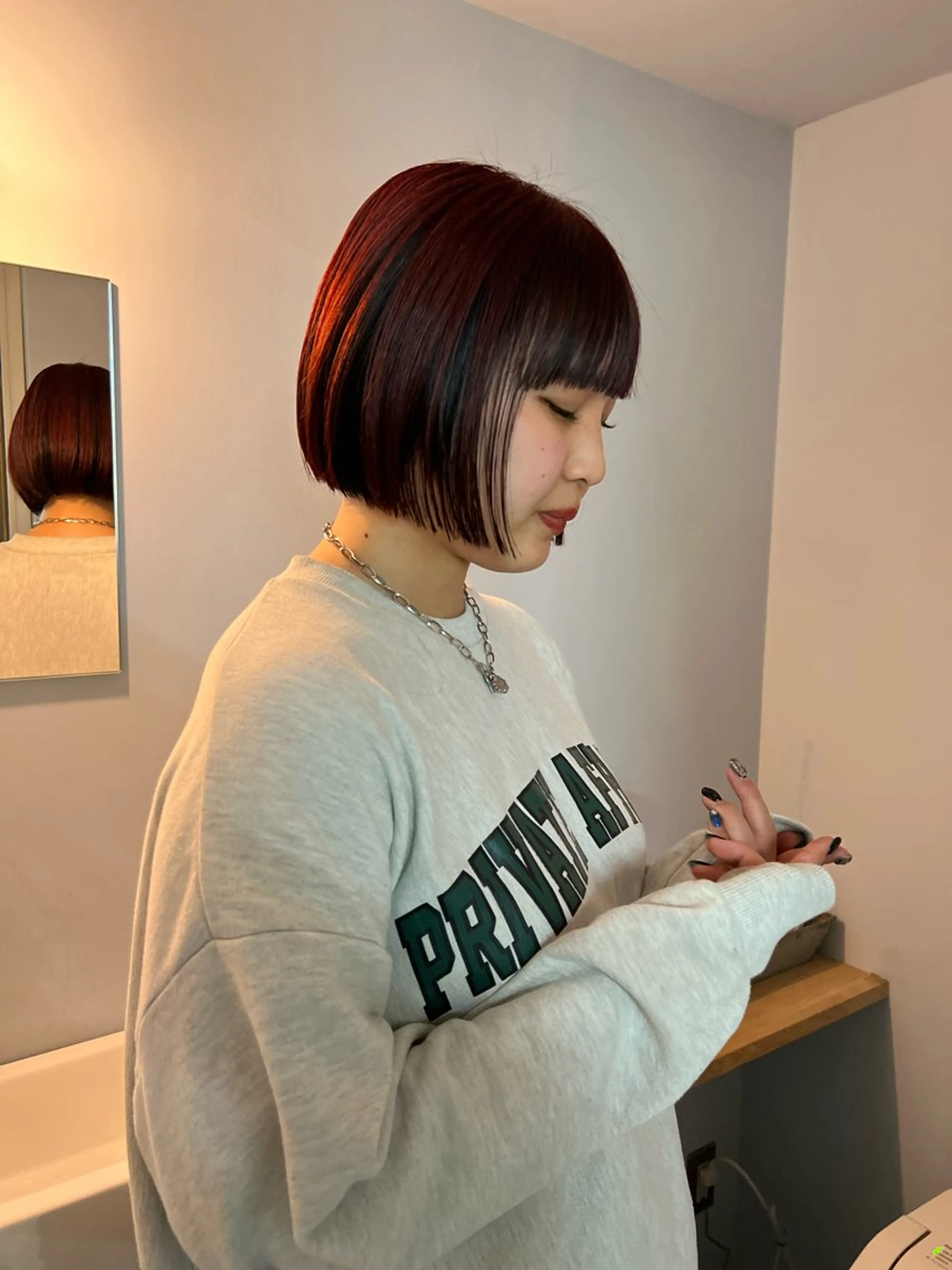 ミディアム 舟橋耀/ブリーチカラ ー/レイヤーカットのヘアスタイル