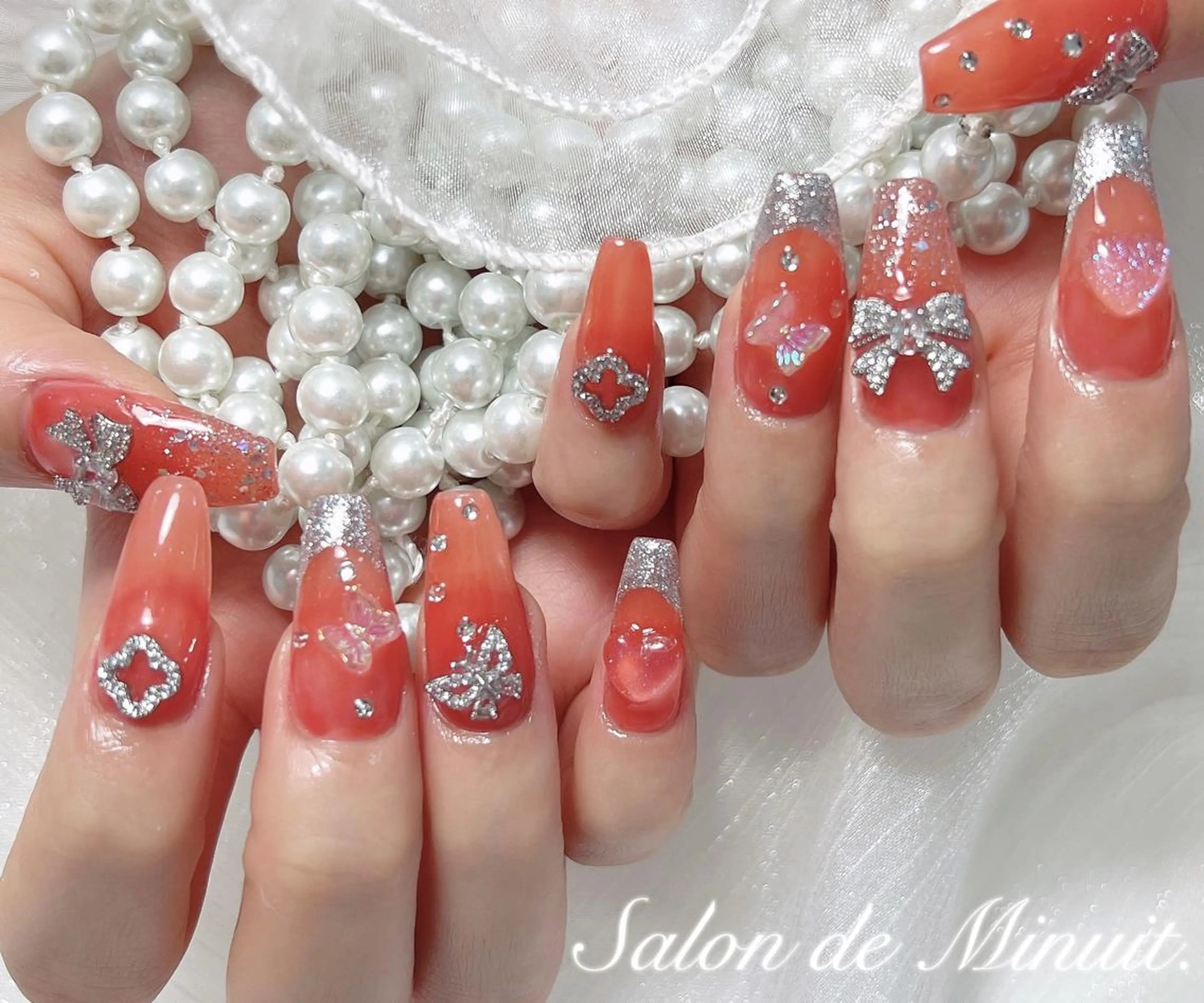 🎀【Hand】スカルプ長さだし+持ち込みデザイン14980 (時間内でアート、パーツ6本まで））🎀の写真