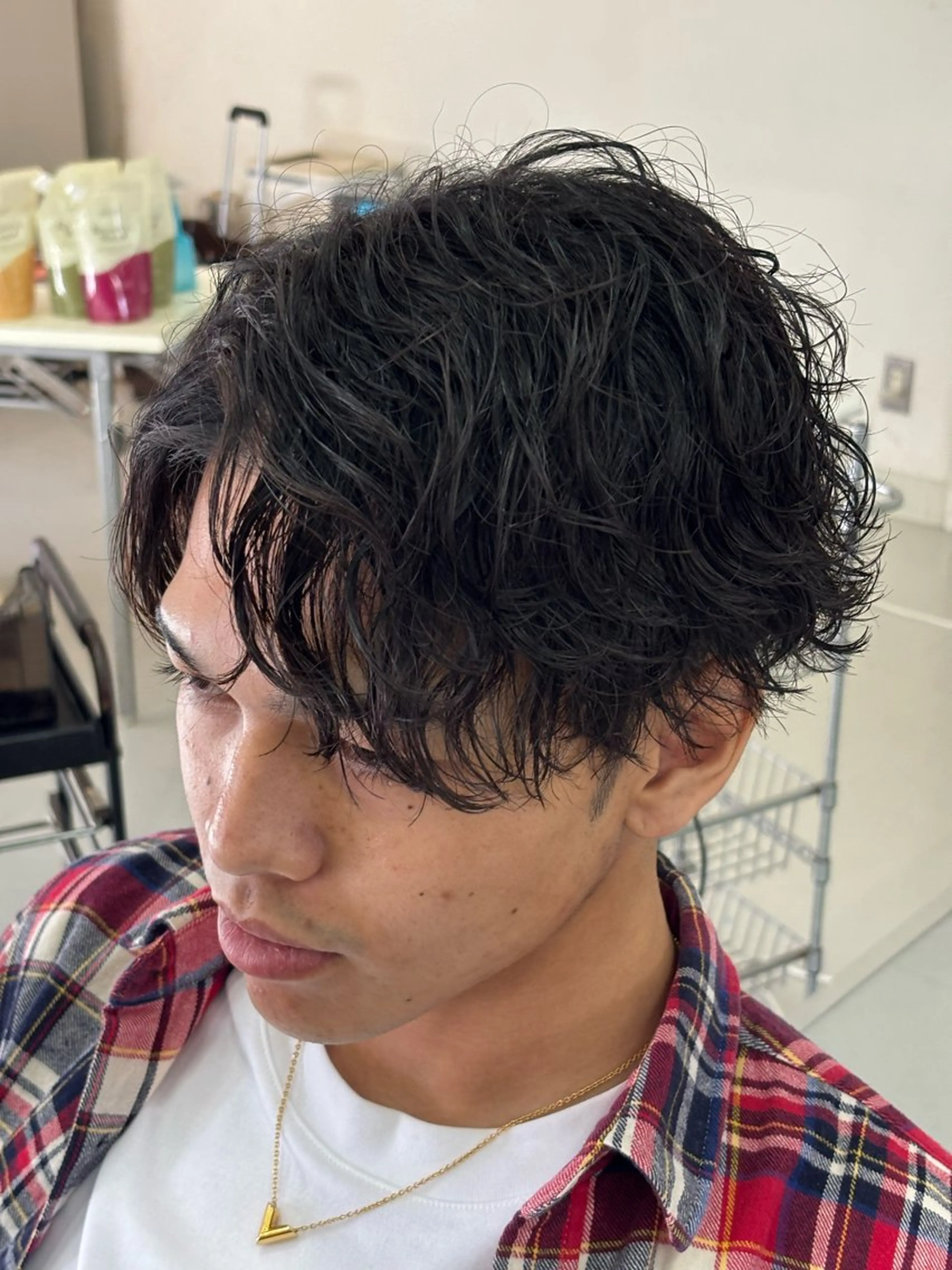 ミディアム メンズ ミディアムパーマ メンズパーマ カット パーマ メンズカットパーマ /岐阜/yudaiのヘアスタイル