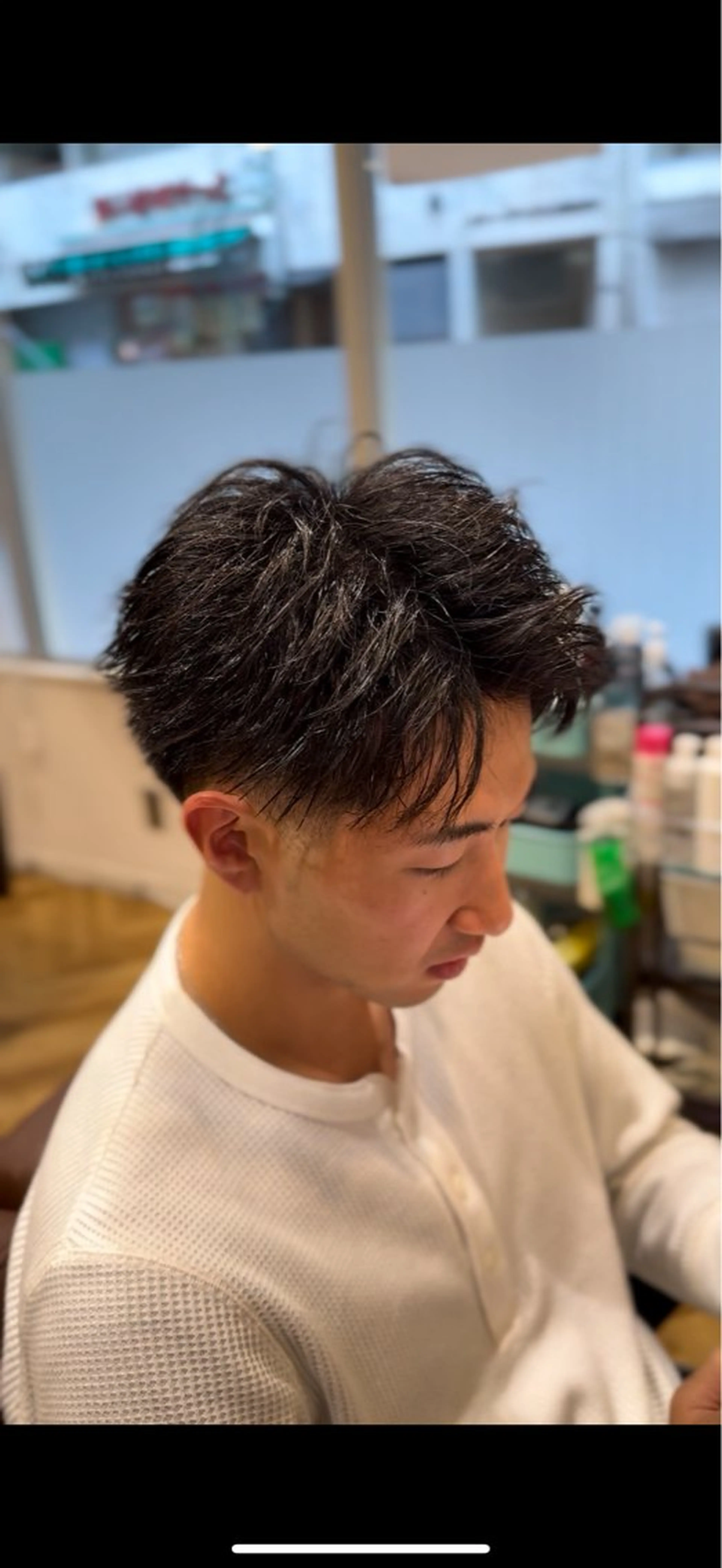 パーマ メンズ キッズ アップバング フェードカット カット ヘアセット フルハタヒロト 新宿理容師のヘアスタイル