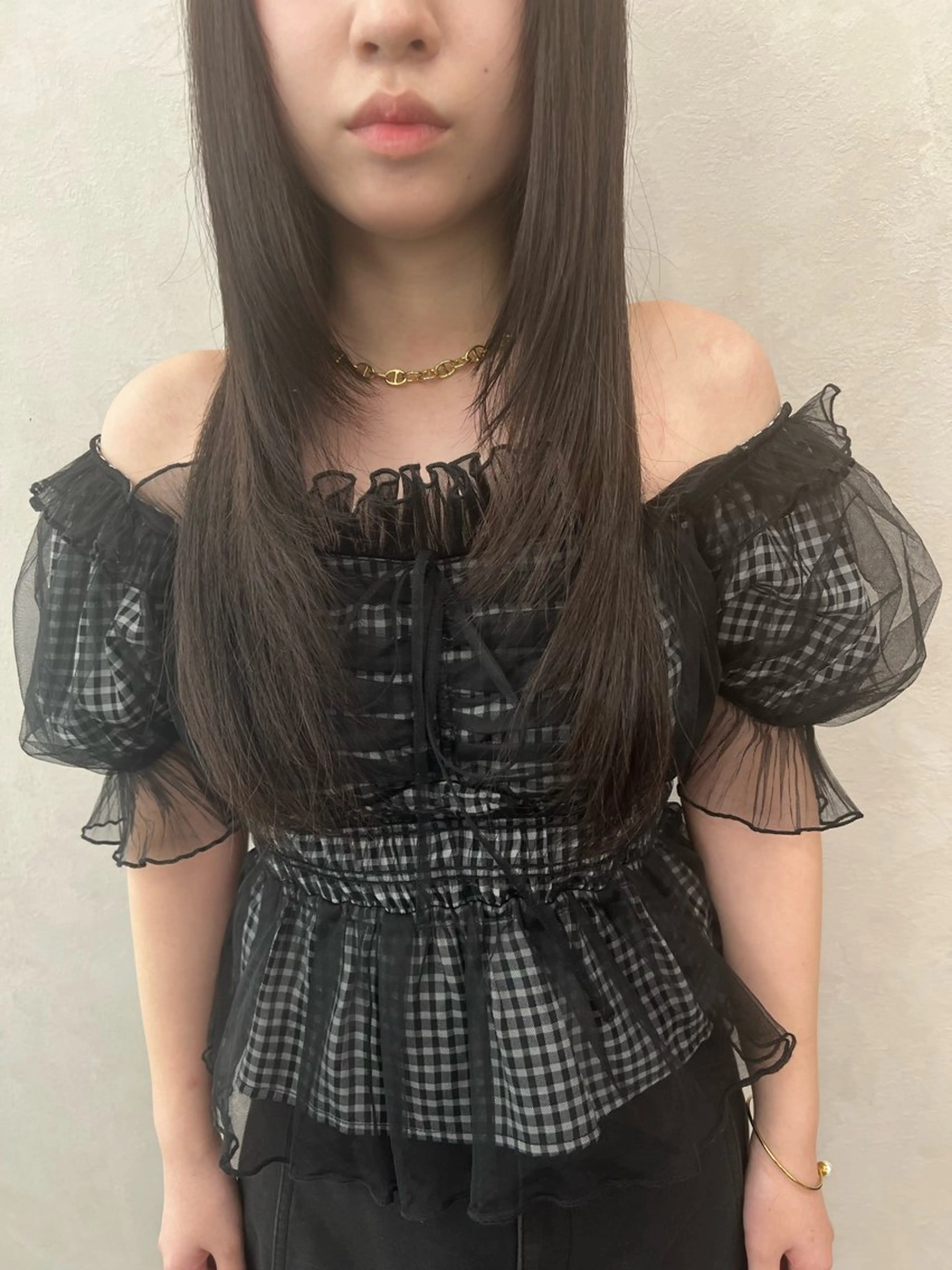 ロング ハッシュカット 髪質改善 レイヤーカット ロング 縮毛矯正 カット 艶ボブ🤎暖色カラー 縮毛矯正/メンズ💈のヘアスタイル